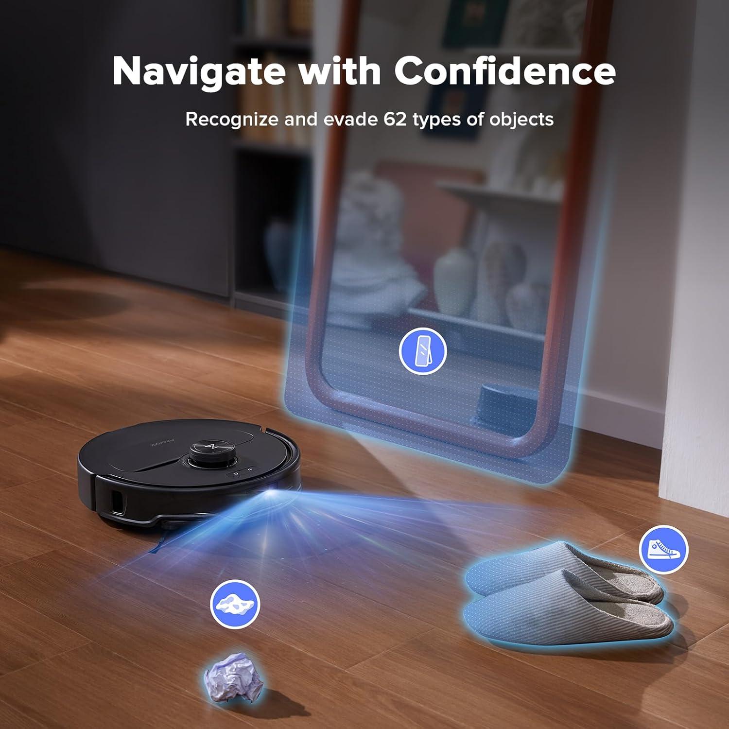 image:imageRoborock Qrevo Edge S5A Robot Vacuum and Mop 18500Pa ZeroTangling DuoDivide Main Brush FlexiArm Side Brush Hot Water Mop Washing amp SelfCleaning Warm Air Drying SelfEmptying WhiteQrevoMaster Black