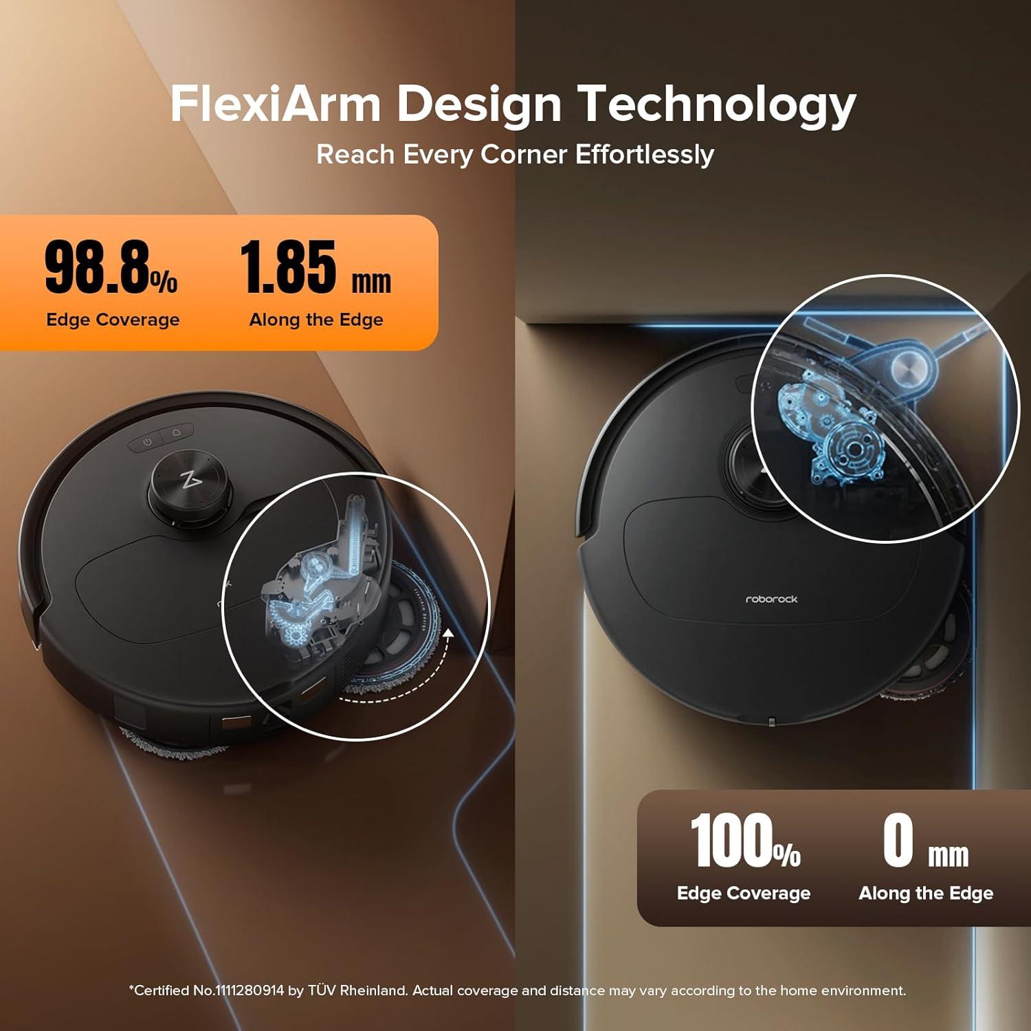 image:imageRoborock Qrevo Edge S5A Robot Vacuum and Mop 18500Pa ZeroTangling DuoDivide Main Brush FlexiArm Side Brush Hot Water Mop Washing amp SelfCleaning Warm Air Drying SelfEmptying WhiteQrevoMaster Black