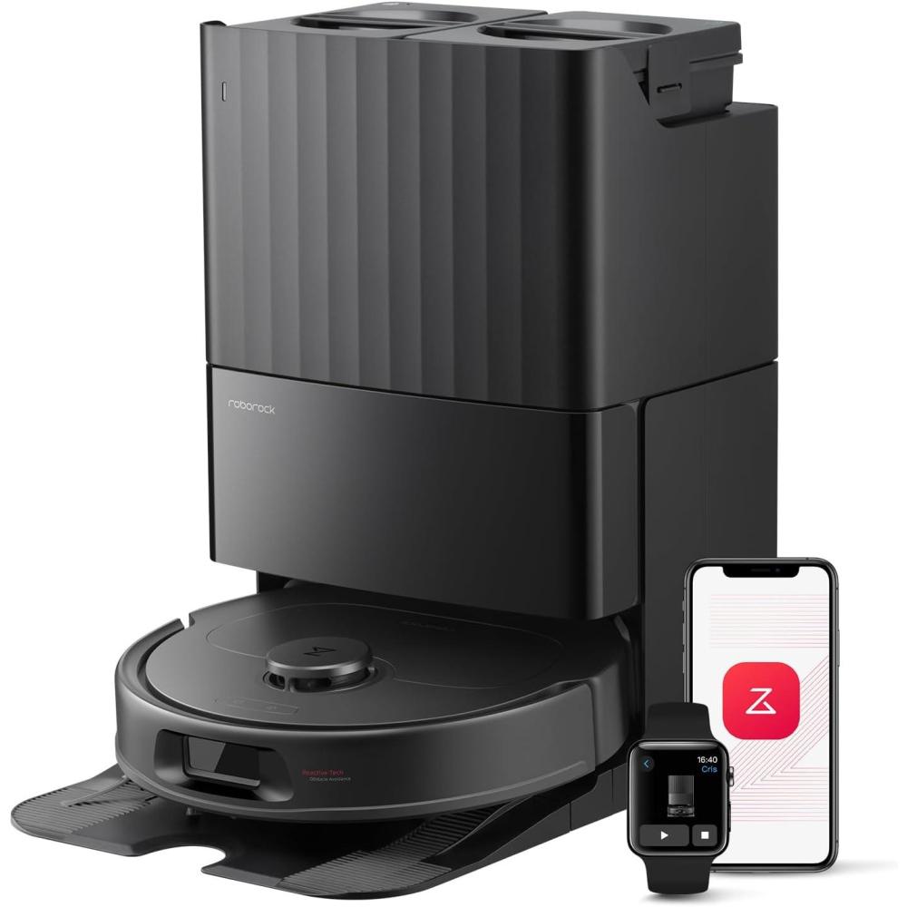 image:imageroborock QV 35S Robot Vacuum and Mop Allinone Vacuum Cleaner 10000Pa Powerful Suction Self Emptying amp Refilling Self Mop Washing amp Air Drying AntiTangle Brushes for Home Pet Hairs BlackQV 35S Black
