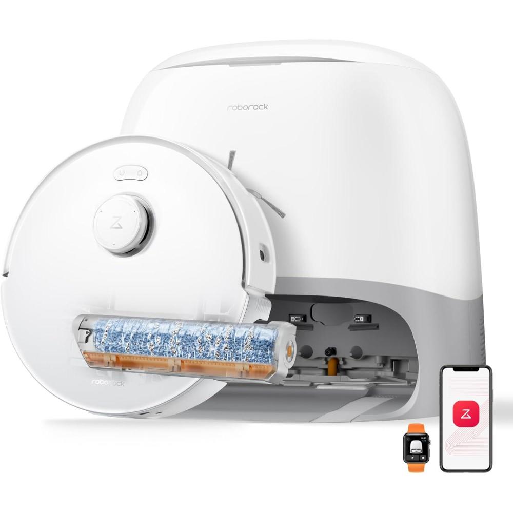 image:imageroborock Qrevo Curv 2 Flow Robot Vacuum and Mop SpiraFlow RealTime SelfCleaning Roller Mop 20000Pa Dual ZeroTangle System AI Obstacle Avoidance HeatWashes amp Dries Mop Carpet Protection