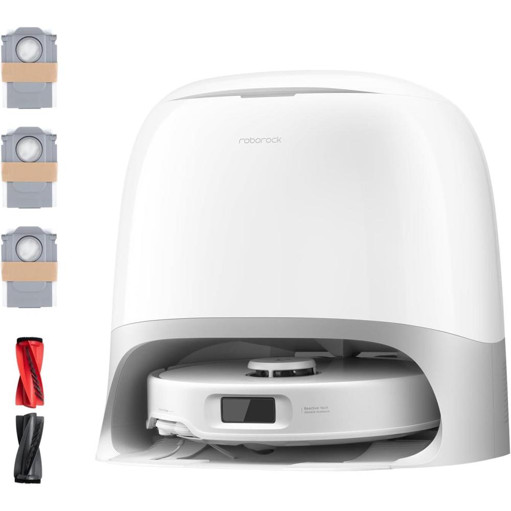 image:imageroborock Qrevo Curv S5X Robot Vacuum and Mop 18500Pa Suction ZeroTangling Design FlexiArm Side Brush Reactive Tech Obstacle Avoidance 10 Weeks SelfEmptying Auto Washing for Hard Floor CornerRoborock Qrevo Curv S5X
