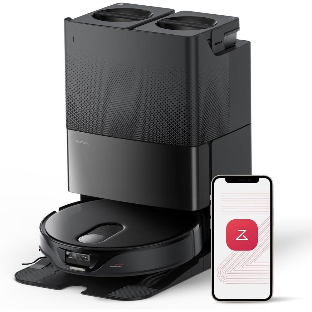 image:imageroborock S8 Max Ultra with Auto Water Refilling and Drainage System Robot Vacuum and Mop FlexiArm Design Smart Dirt Detection SelfEmptying 8000Pa Suction for Various Floors Pet Hair WhiteQrevo Slim