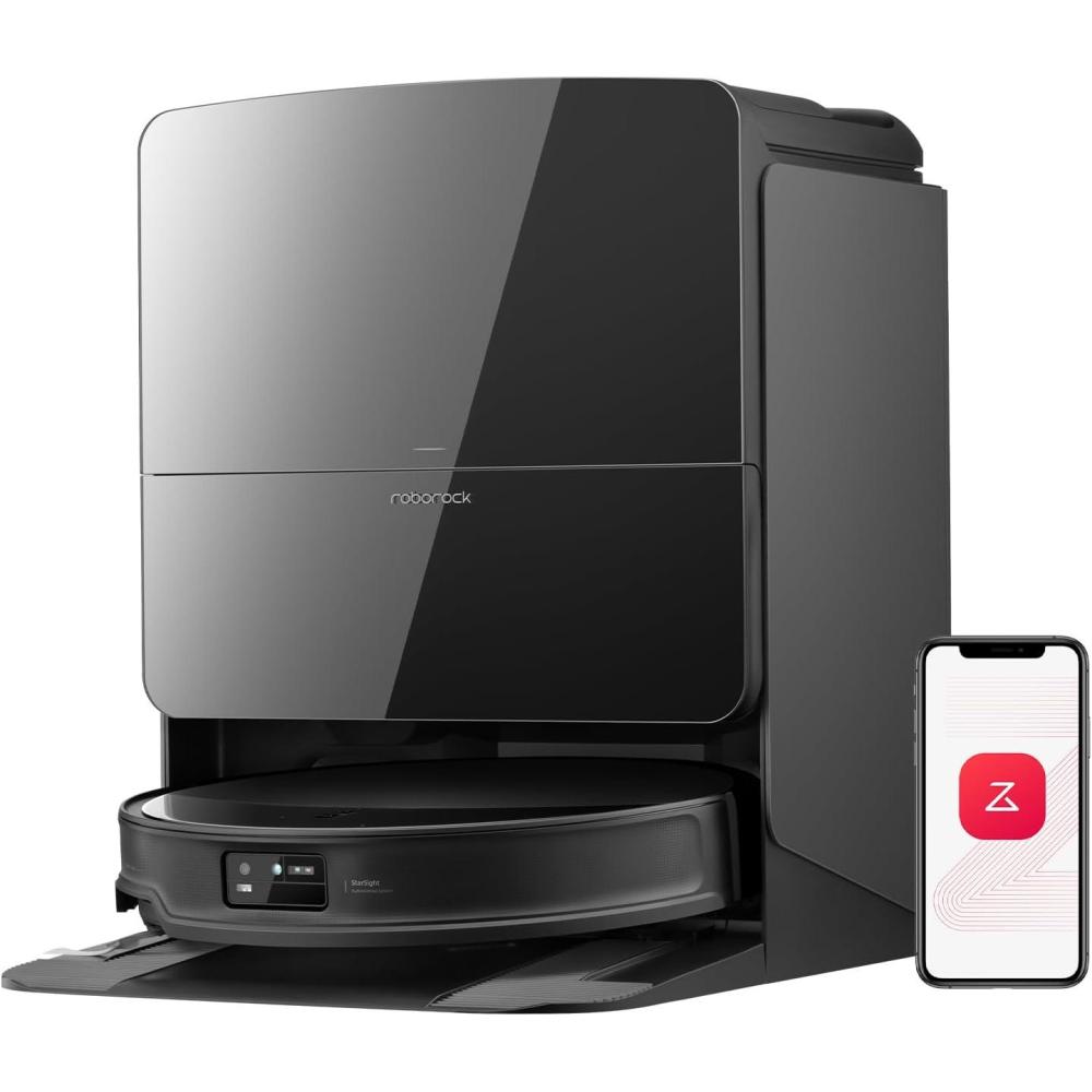 image:imageroborock Saros 10R Robot Vacuum and Mop 22000 Pa Suction ZeroTangling 314 Ultra Slim FlexiArm Riser Technology for Carpet amp Floor Corner amp Edge Cleaning SelfEmptying Hot Air Drying BlackSaros 10R
