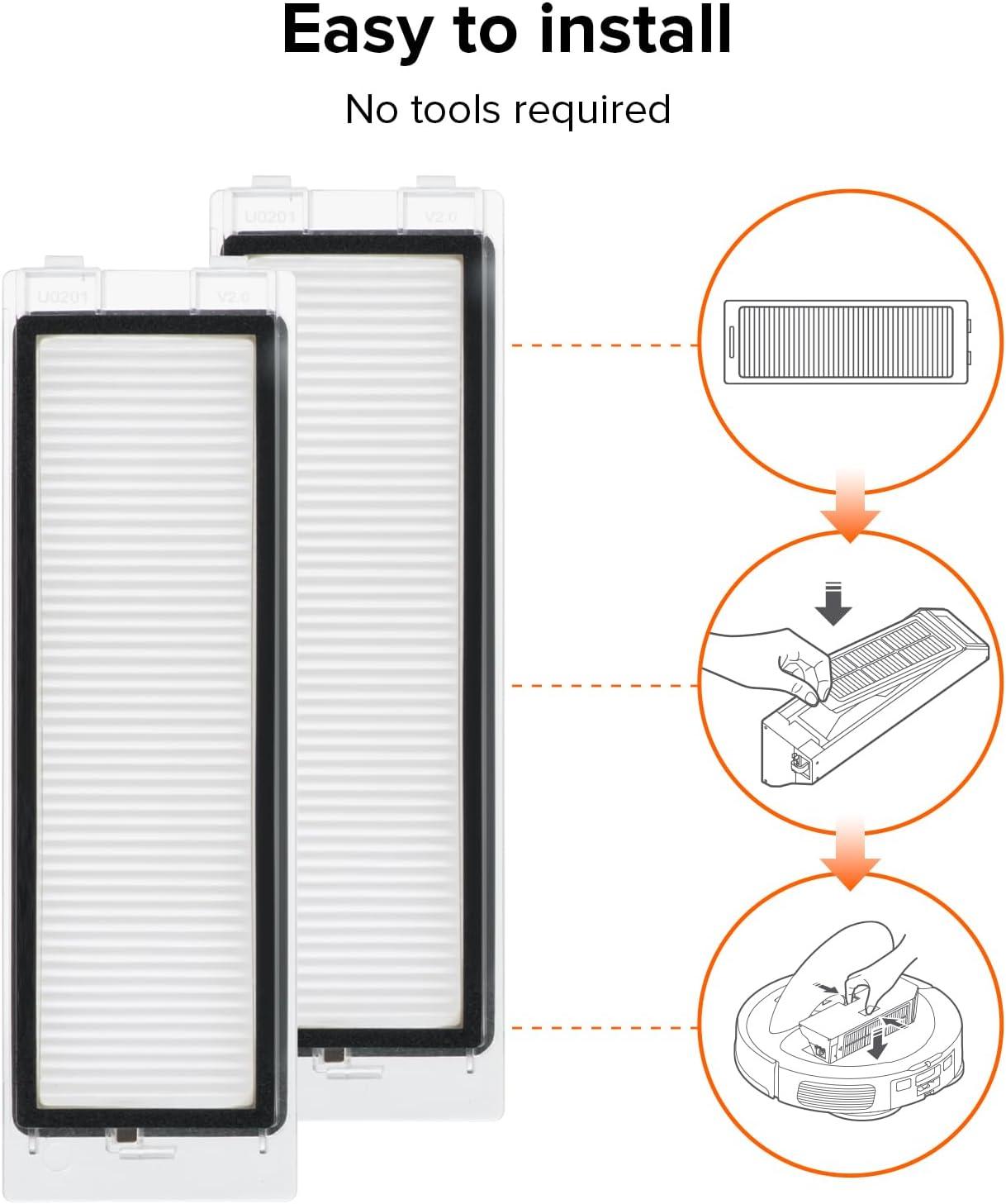 image:imageroborock 2 Pack Washable Filter for S8 MaxV Ultra S8 Max Ultra S8 MaxV Ultra with Auto Water Refilling and Drainage System Robot Vacuum Cleaners High Efficiency Filters Replacement PartsFilterB