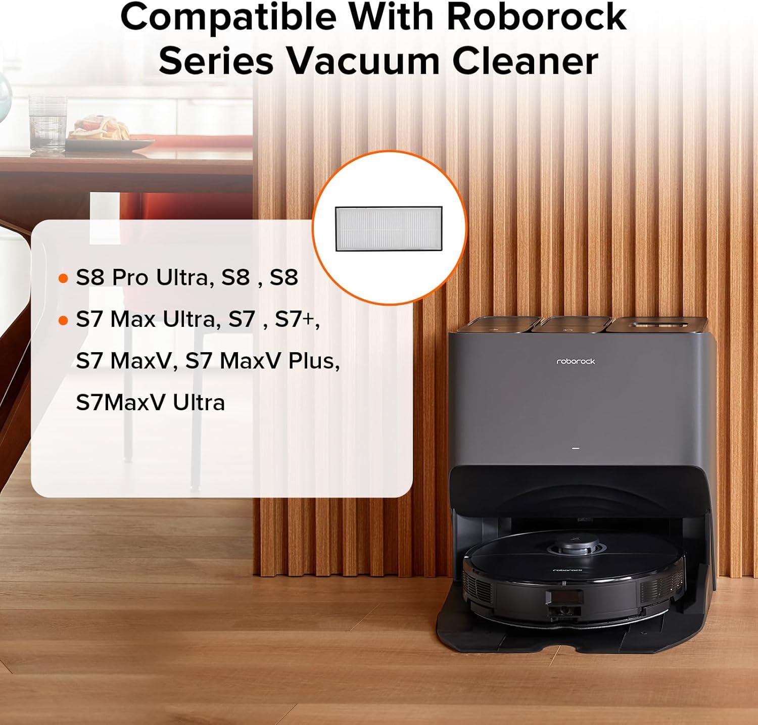 image:imageroborock 2 Pack Washable Filter for S8 MaxV Ultra S8 Max Ultra S8 MaxV Ultra with Auto Water Refilling and Drainage System Robot Vacuum Cleaners High Efficiency Filters Replacement PartsFilterA