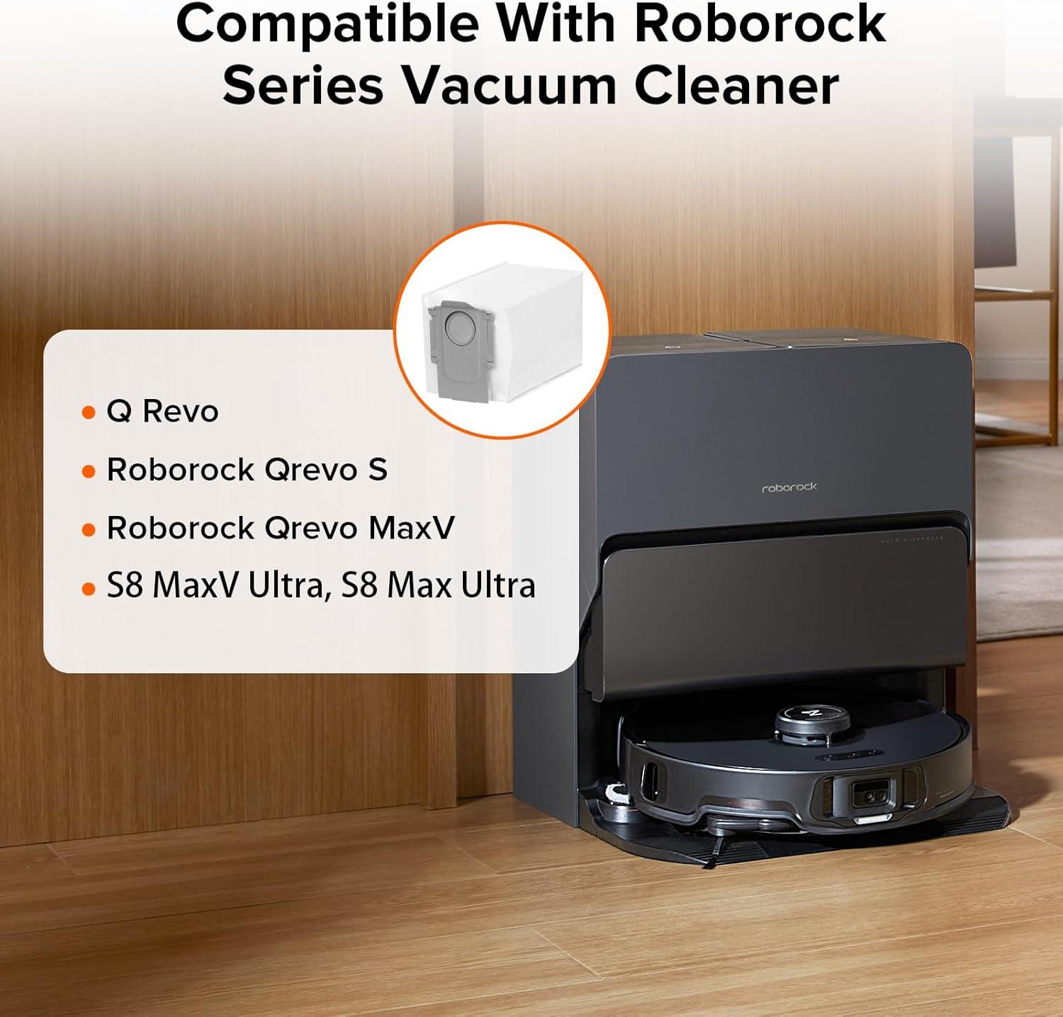 image:imageroborock 6 Packs Disposable Dust Bags for QV35A Saros10series QrevoEdgeS5A QrevoCurv2Flow QrevoCurv CurvX S5X QrevoSlim S8MaxVUltra S8MaxUltra QrevoMaxVQrevoEdge QRevo series Robot Vacuum1Dust Bag