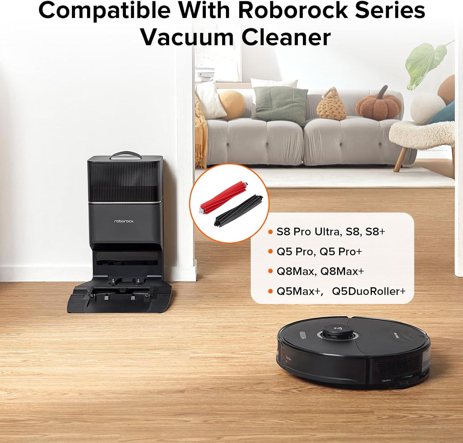image:imageroborock Dual Main Brush Replacement for S8 MaxV Ultra S8 Max Ultra Robot Vacuum Cleaner Two Roller Brushes Included Roller Brush Accessories KitMain Brush3