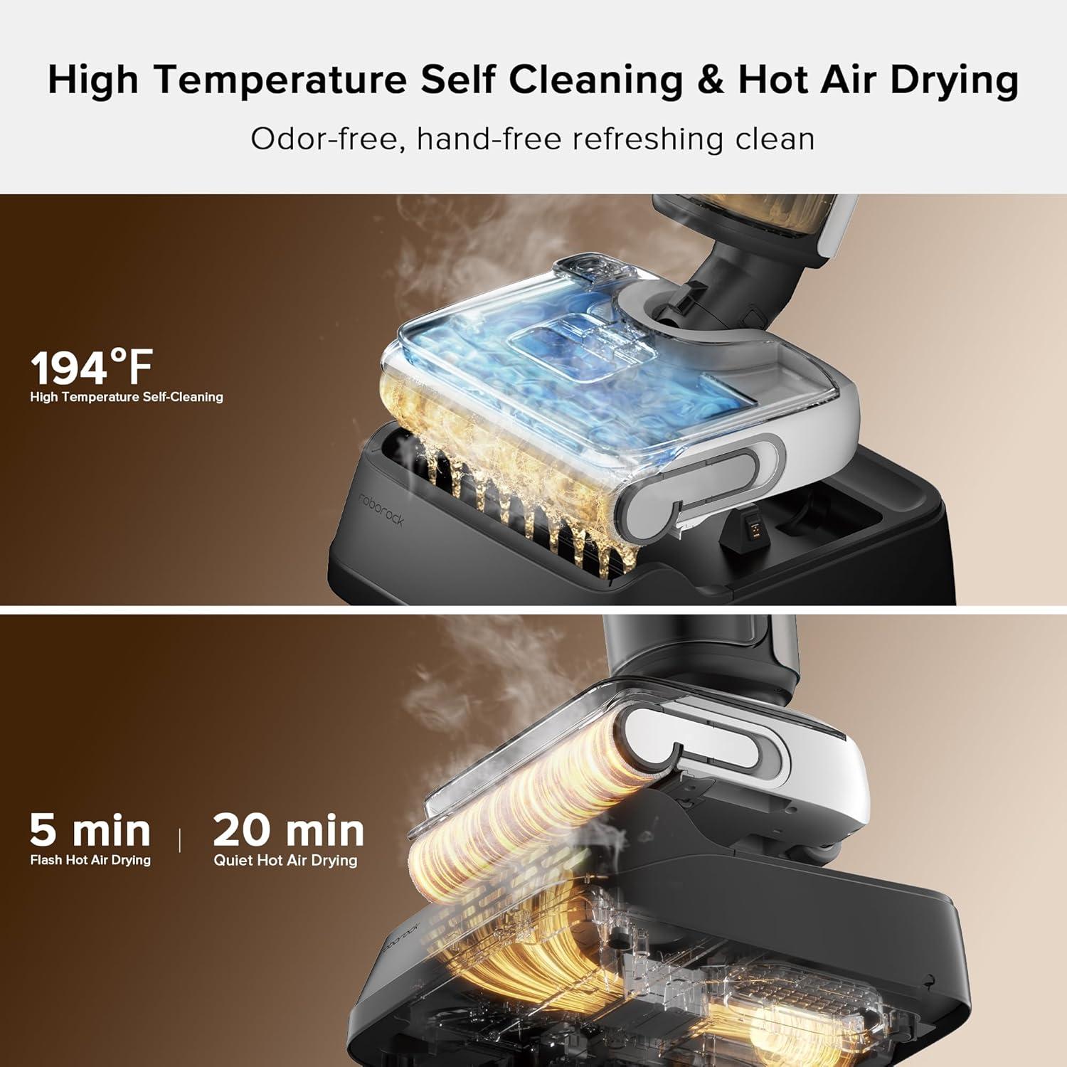 image:imageroborock F25 BX Wet Dry Vacuum Cleaner Cordless Vacuum Mop All in One with 20000Pa 194F Hot Air Flash Drying amp Self Cleaning ZeroTangle Wet Mop Cleaner for Hard Floor 180 Lie FlatF25 Bx
