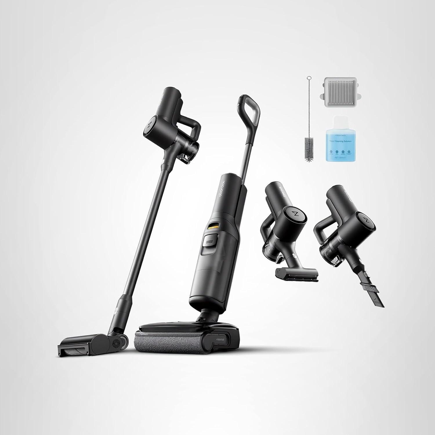 image:imageroborock F25 BX Wet Dry Vacuum Cleaner Cordless Vacuum Mop All in One with 20000Pa 194F Hot Air Flash Drying amp Self Cleaning ZeroTangle Wet Mop Cleaner for Hard Floor 180 Lie FlatF25 Combo