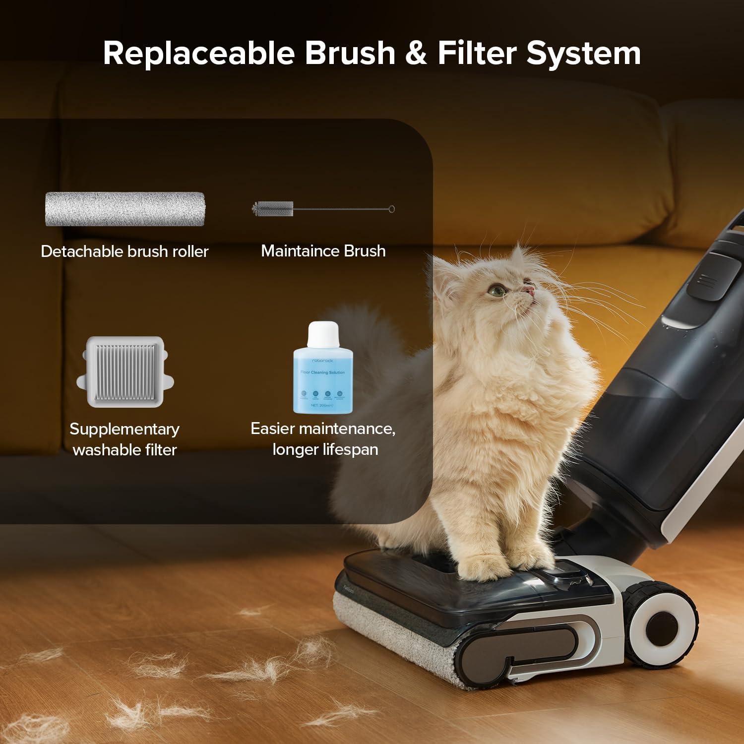 image:imageroborock F25 BX Wet Dry Vacuum Cleaner Cordless Vacuum Mop All in One with 20000Pa 194F Hot Air Flash Drying amp Self Cleaning ZeroTangle Wet Mop Cleaner for Hard Floor 180 Lie FlatF25 Alt