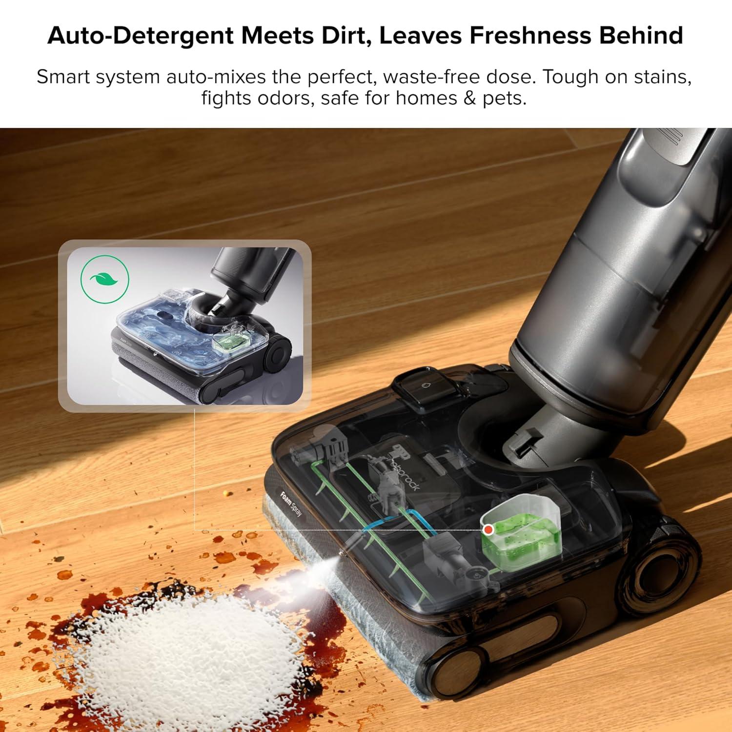 image:imageroborock F25 BX Wet Dry Vacuum Cleaner Cordless Vacuum Mop All in One with 20000Pa 194F Hot Air Flash Drying amp Self Cleaning ZeroTangle Wet Mop Cleaner for Hard Floor 180 Lie FlatBlack