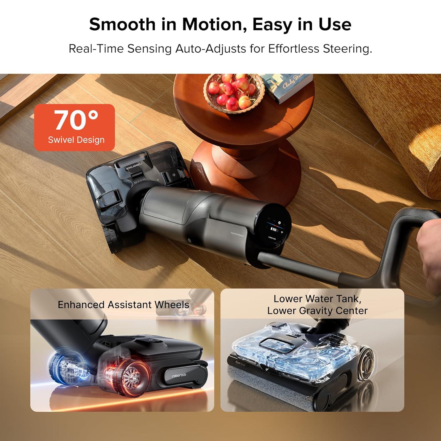 image:imageroborock F25 BX Wet Dry Vacuum Cleaner Cordless Vacuum Mop All in One with 20000Pa 194F Hot Air Flash Drying amp Self Cleaning ZeroTangle Wet Mop Cleaner for Hard Floor 180 Lie FlatBlack