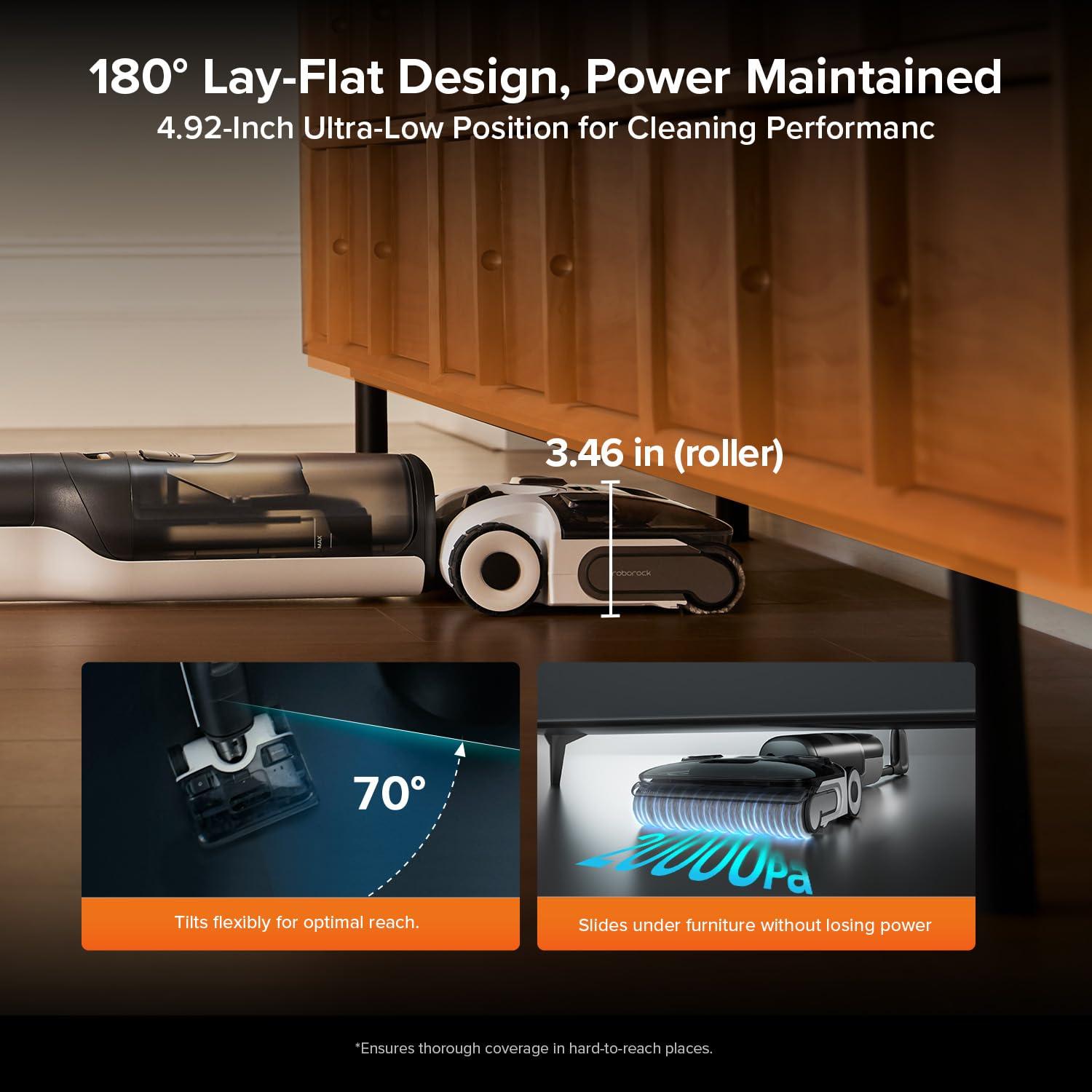image:imageroborock F25 BX Wet Dry Vacuum Cleaner Cordless Vacuum Mop All in One with 20000Pa 194F Hot Air Flash Drying amp Self Cleaning ZeroTangle Wet Mop Cleaner for Hard Floor 180 Lie FlatF25 Alt