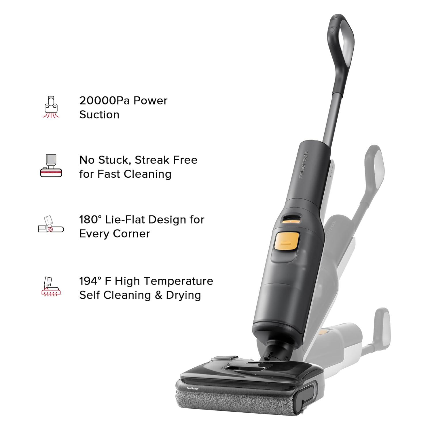 image:imageroborock F25 BX Wet Dry Vacuum Cleaner Cordless Vacuum Mop All in One with 20000Pa 194F Hot Air Flash Drying amp Self Cleaning ZeroTangle Wet Mop Cleaner for Hard Floor 180 Lie FlatF25 Bx
