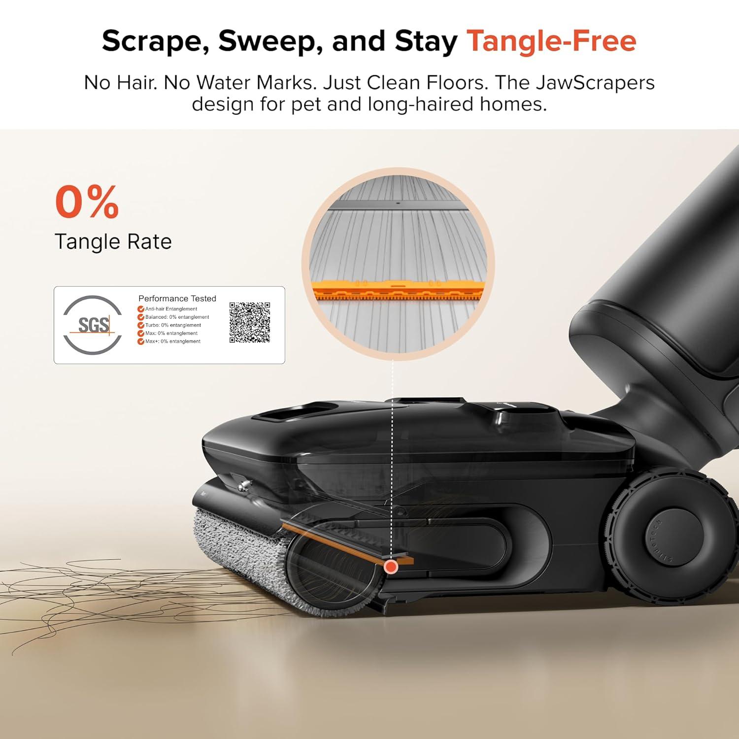 image:imageroborock F25 BX Wet Dry Vacuum Cleaner Cordless Vacuum Mop All in One with 20000Pa 194F Hot Air Flash Drying amp Self Cleaning ZeroTangle Wet Mop Cleaner for Hard Floor 180 Lie FlatBlack