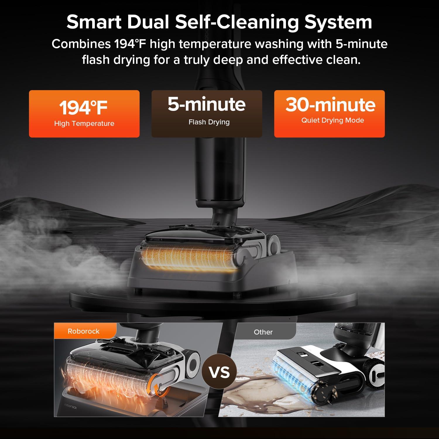 image:imageroborock F25 BX Wet Dry Vacuum Cleaner Cordless Vacuum Mop All in One with 20000Pa 194F Hot Air Flash Drying amp Self Cleaning ZeroTangle Wet Mop Cleaner for Hard Floor 180 Lie FlatF25 Alt