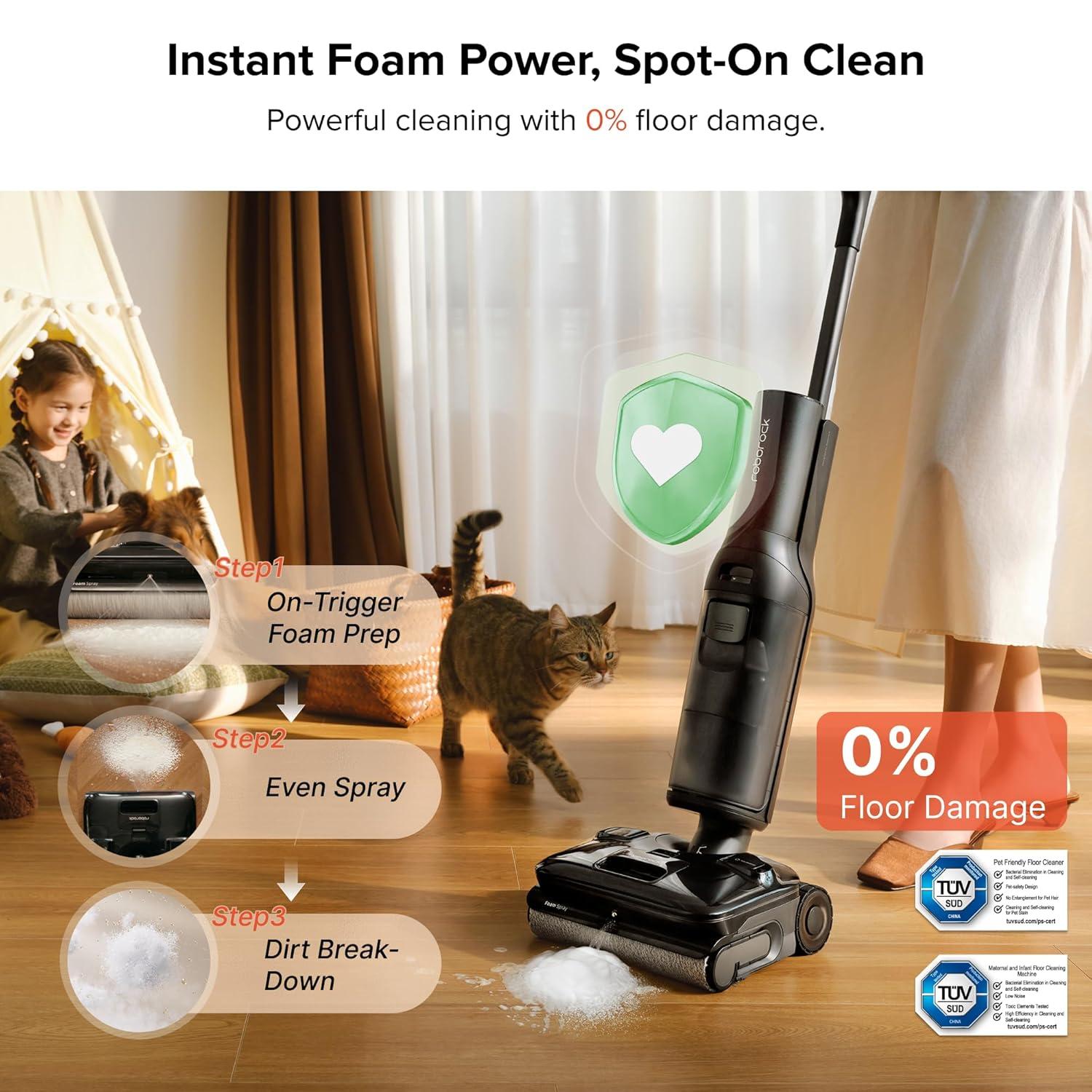 image:imageroborock F25 BX Wet Dry Vacuum Cleaner Cordless Vacuum Mop All in One with 20000Pa 194F Hot Air Flash Drying amp Self Cleaning ZeroTangle Wet Mop Cleaner for Hard Floor 180 Lie FlatBlack