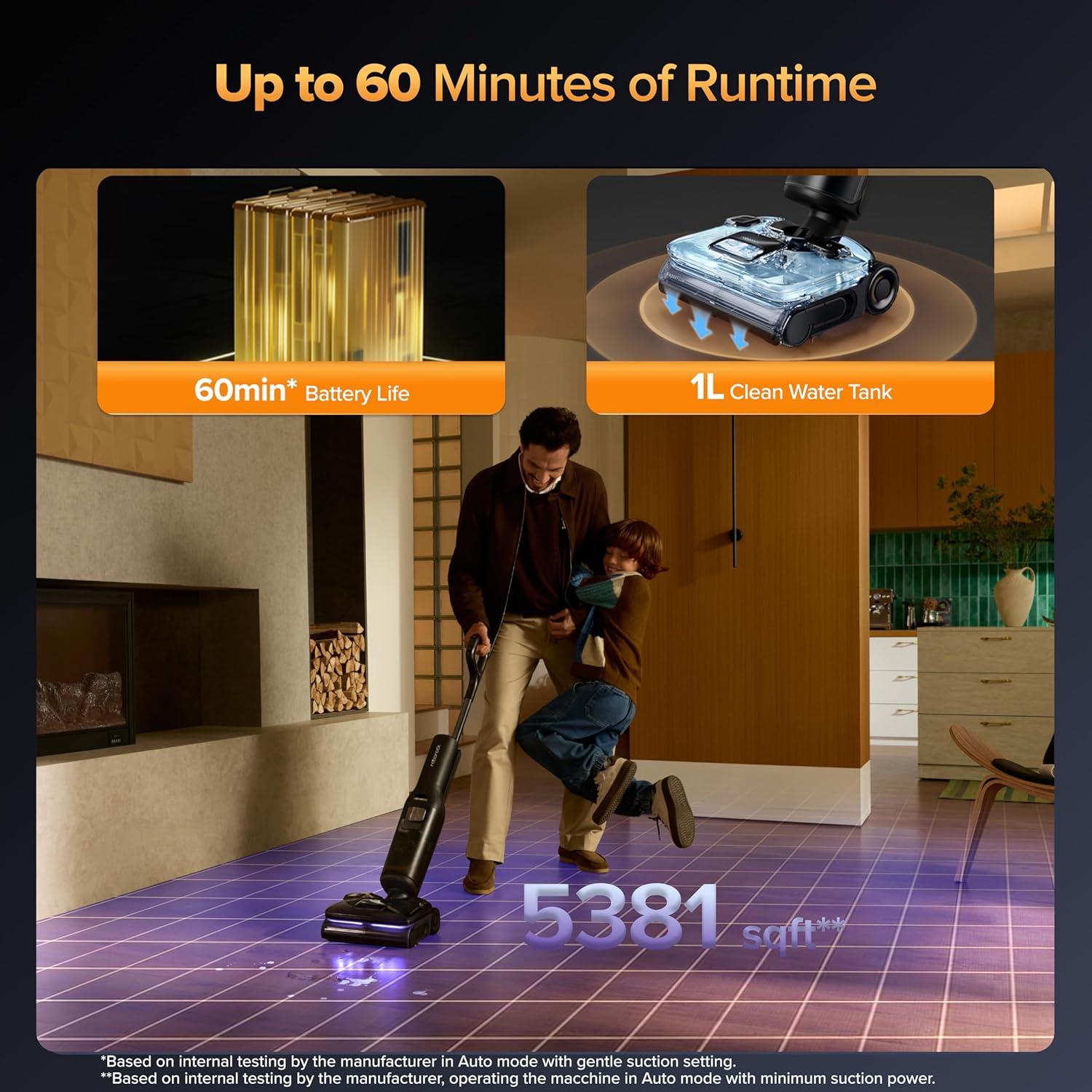 image:imageroborock F25 Ultra Steam Wet Dry Vacuum Cleaner 356F Steam Mop amp 187F Hot Water Cordless Vacuum Mop All in One Floor Washer with Blue Light 194F SelfCleaning 180 LayFlat AI Assitant WheelsF25 Ultra