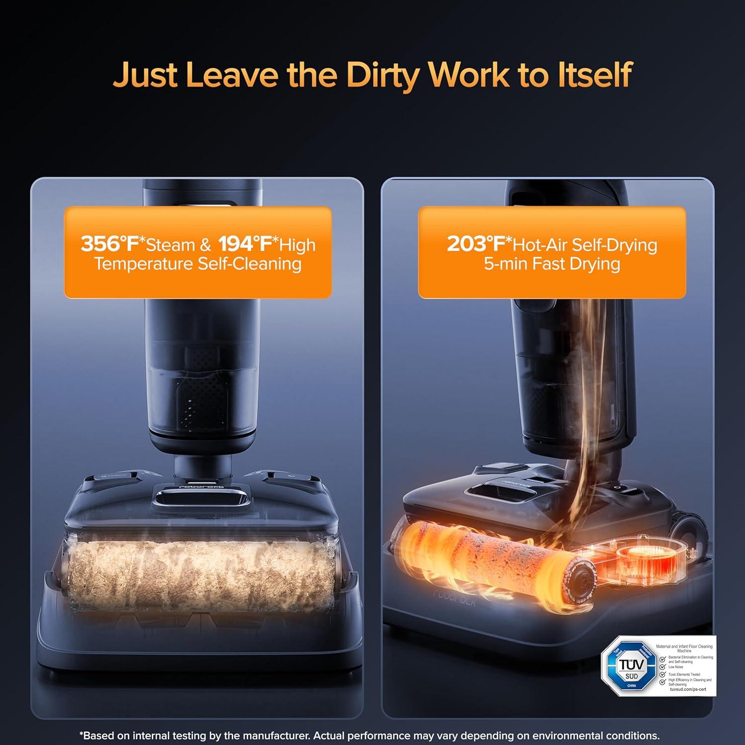 image:imageroborock F25 Ultra Steam Wet Dry Vacuum Cleaner 356F Steam Mop amp 187F Hot Water Cordless Vacuum Mop All in One Floor Washer with Blue Light 194F SelfCleaning 180 LayFlat AI Assitant WheelsF25 Ultra