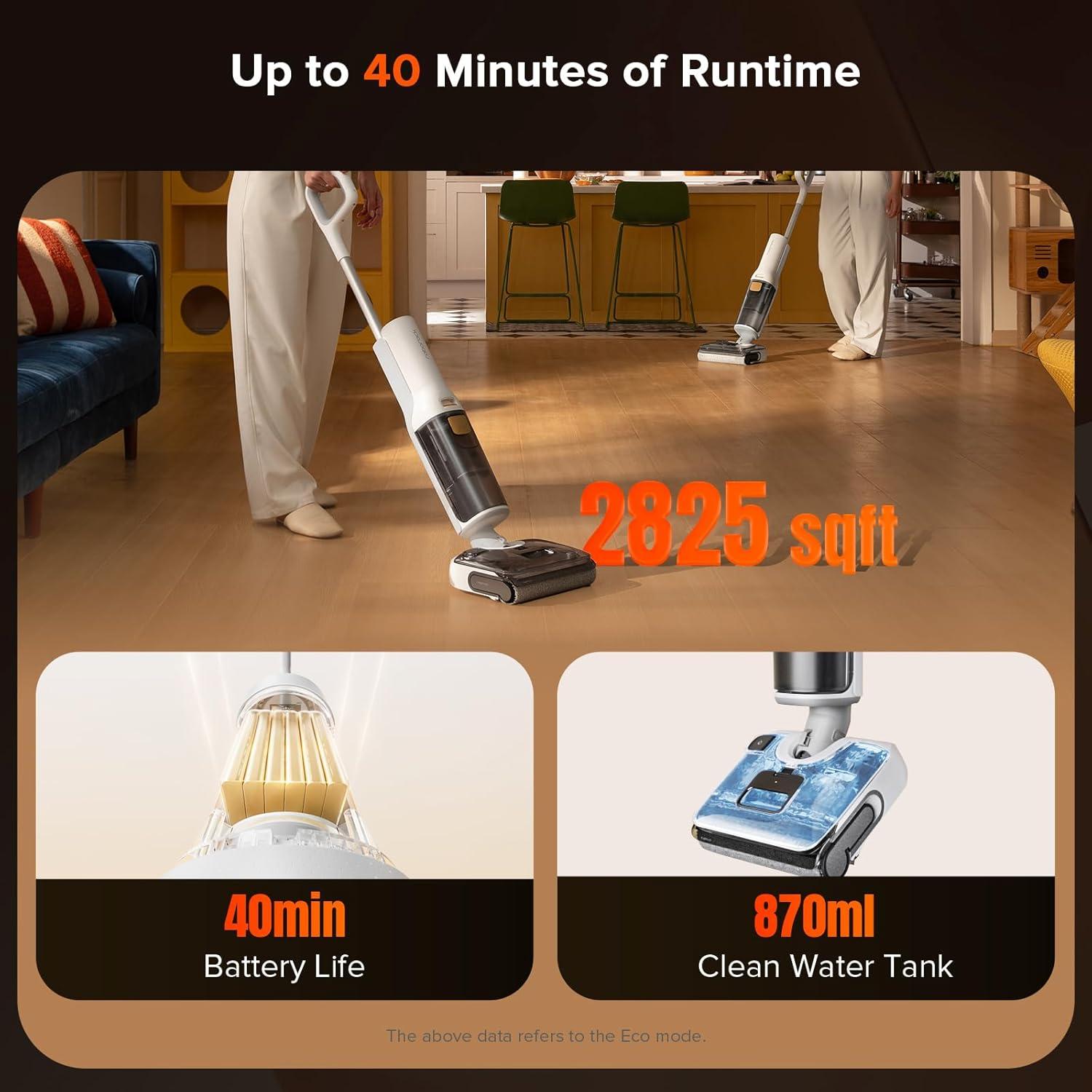 image:imageroborock F25 XT Wet Dry Vacuum Cleaner Cordless Vacuum Mop All in One for Hard Floor 20000Pa Hardwood Floor Cleaner with Zero Tangle 194F Hot Air Flash Drying Electric Mop 180 Lie Flat WiFiWet Dry Vacuum