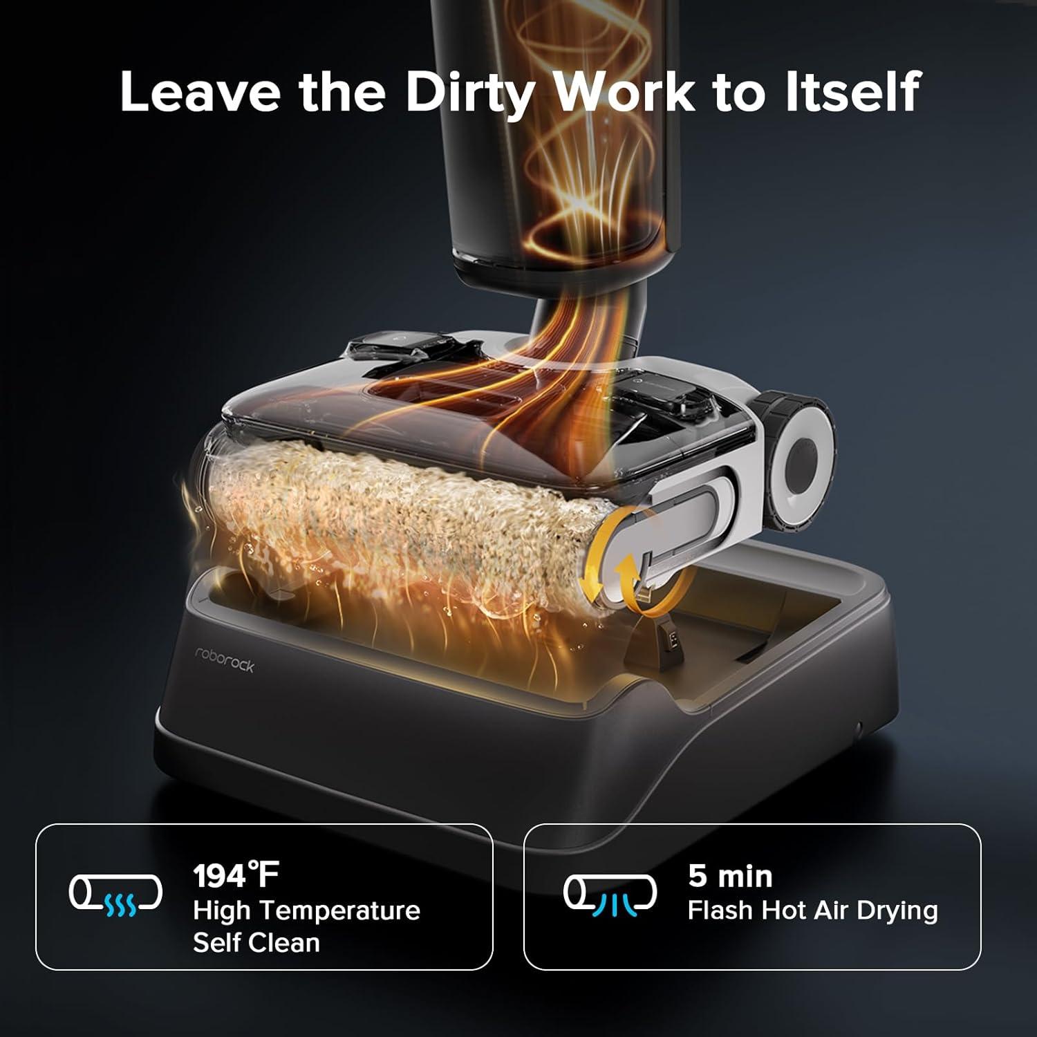 image:imageroborock F25 XT Wet Dry Vacuum Cleaner Cordless Vacuum Mop All in One for Hard Floor 20000Pa Hardwood Floor Cleaner with Zero Tangle 194F Hot Air Flash Drying Electric Mop 180 Lie Flat WiFiWet Dry Vacuum