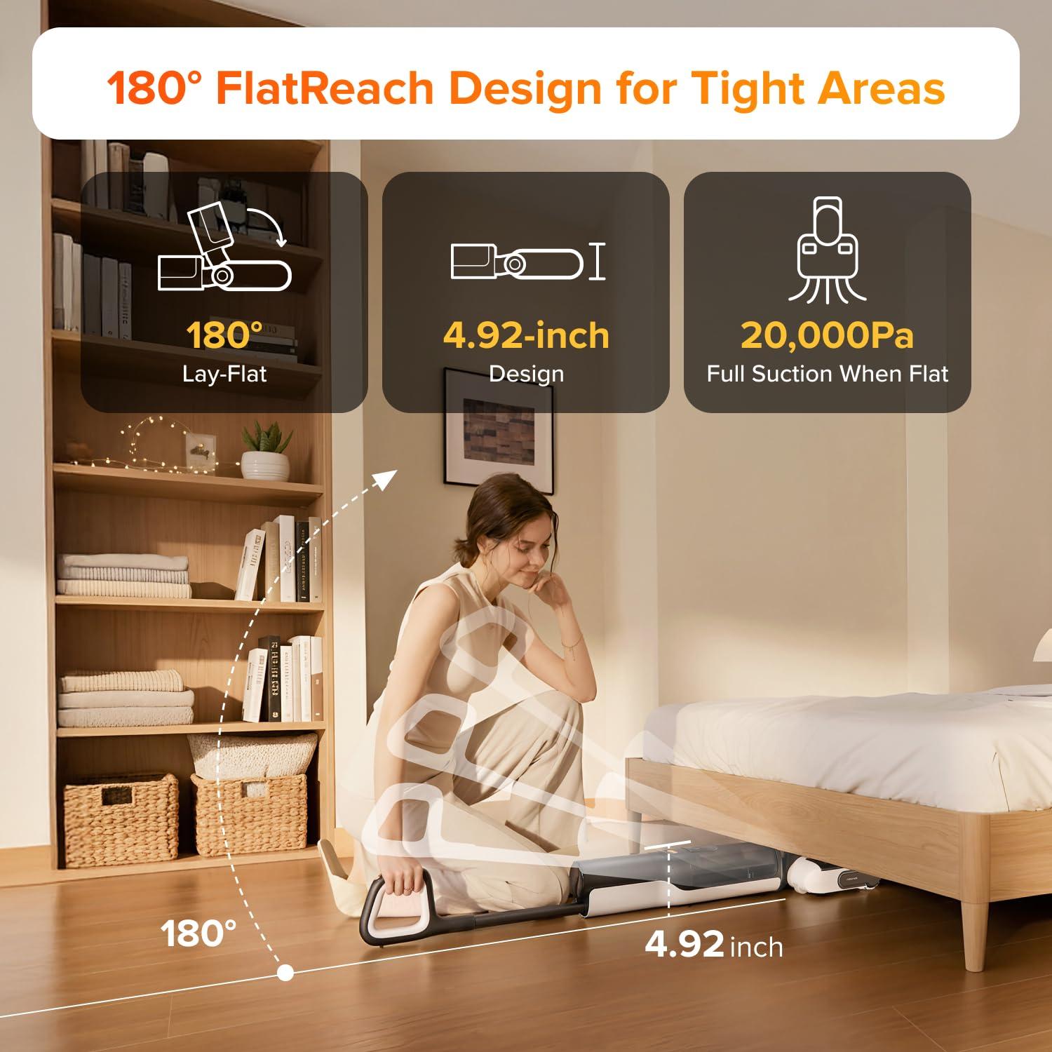 image:imageroborock F25 XT Wet Dry Vacuum Cleaner Cordless Vacuum Mop All in One for Hard Floor 20000Pa Hardwood Floor Cleaner with Zero Tangle 194F Hot Air Flash Drying Electric Mop 180 Lie Flat WiFiWet Dry Vacuum