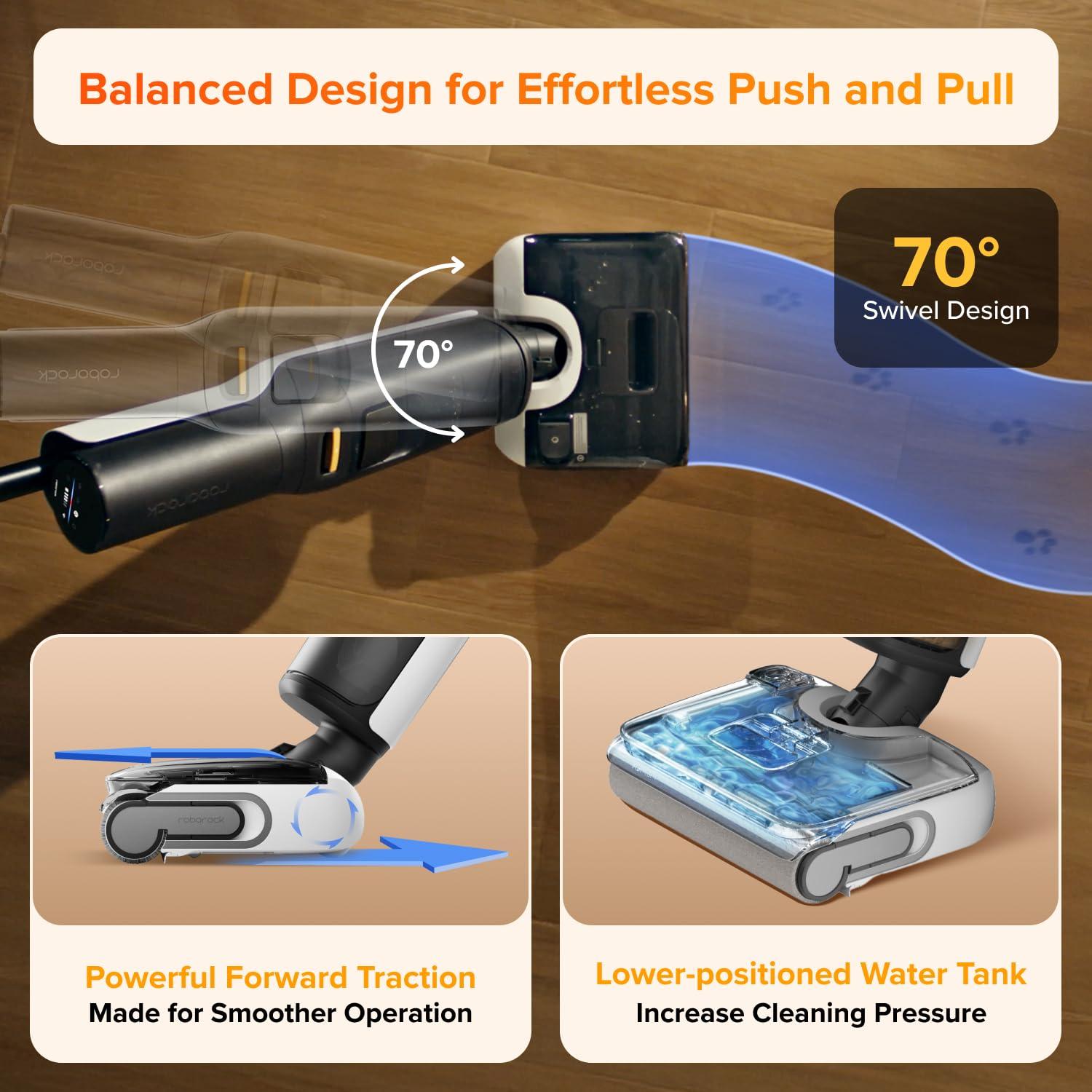 image:imageroborock F25 XT Wet Dry Vacuum Cleaner Cordless Vacuum Mop All in One for Hard Floor 20000Pa Hardwood Floor Cleaner with Zero Tangle 194F Hot Air Flash Drying Electric Mop 180 Lie Flat WiFiWet Dry Vacuum