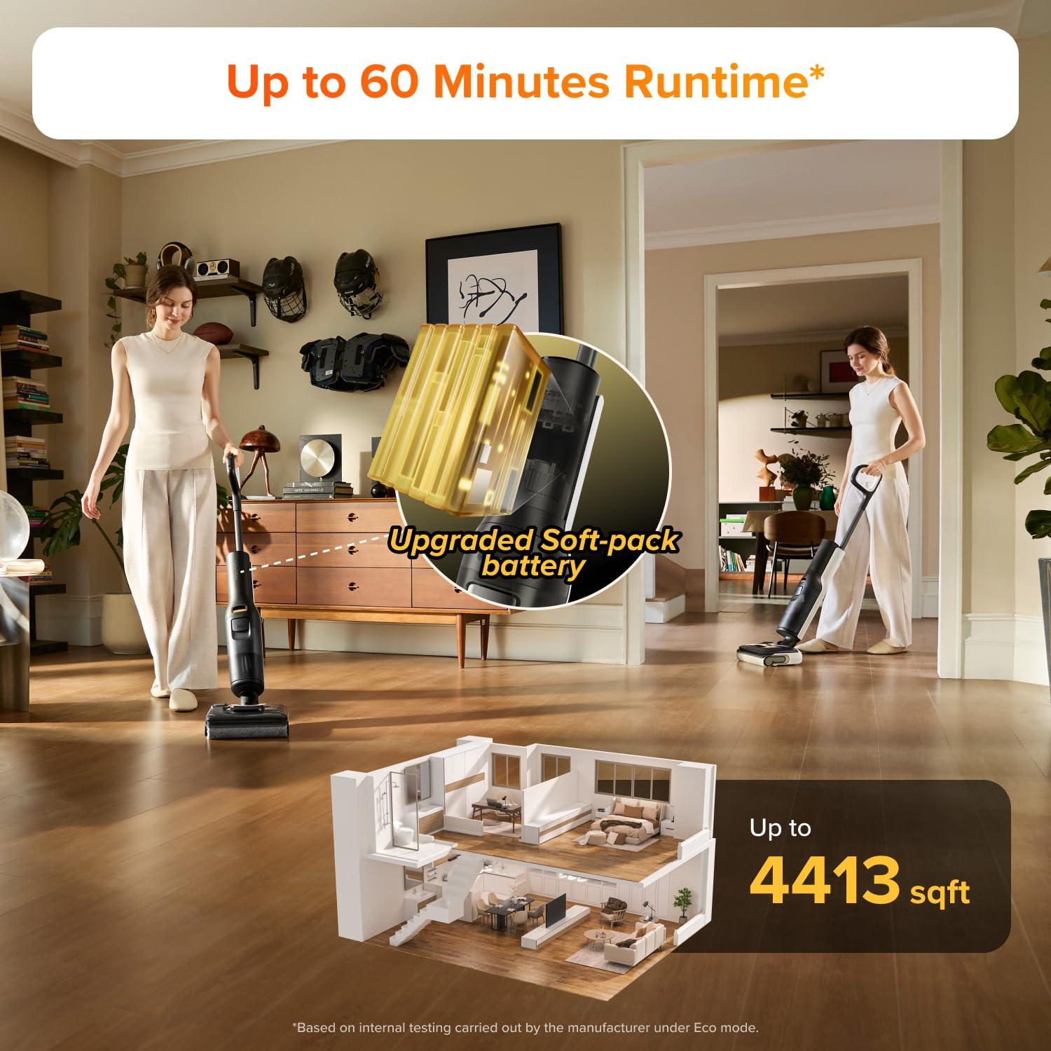 image:imageroborock F25 XT Wet Dry Vacuum Cleaner Cordless Vacuum Mop All in One for Hard Floor 20000Pa Hardwood Floor Cleaner with Zero Tangle 194F Hot Air Flash Drying Electric Mop 180 Lie Flat WiFiWet Dry Vacuum