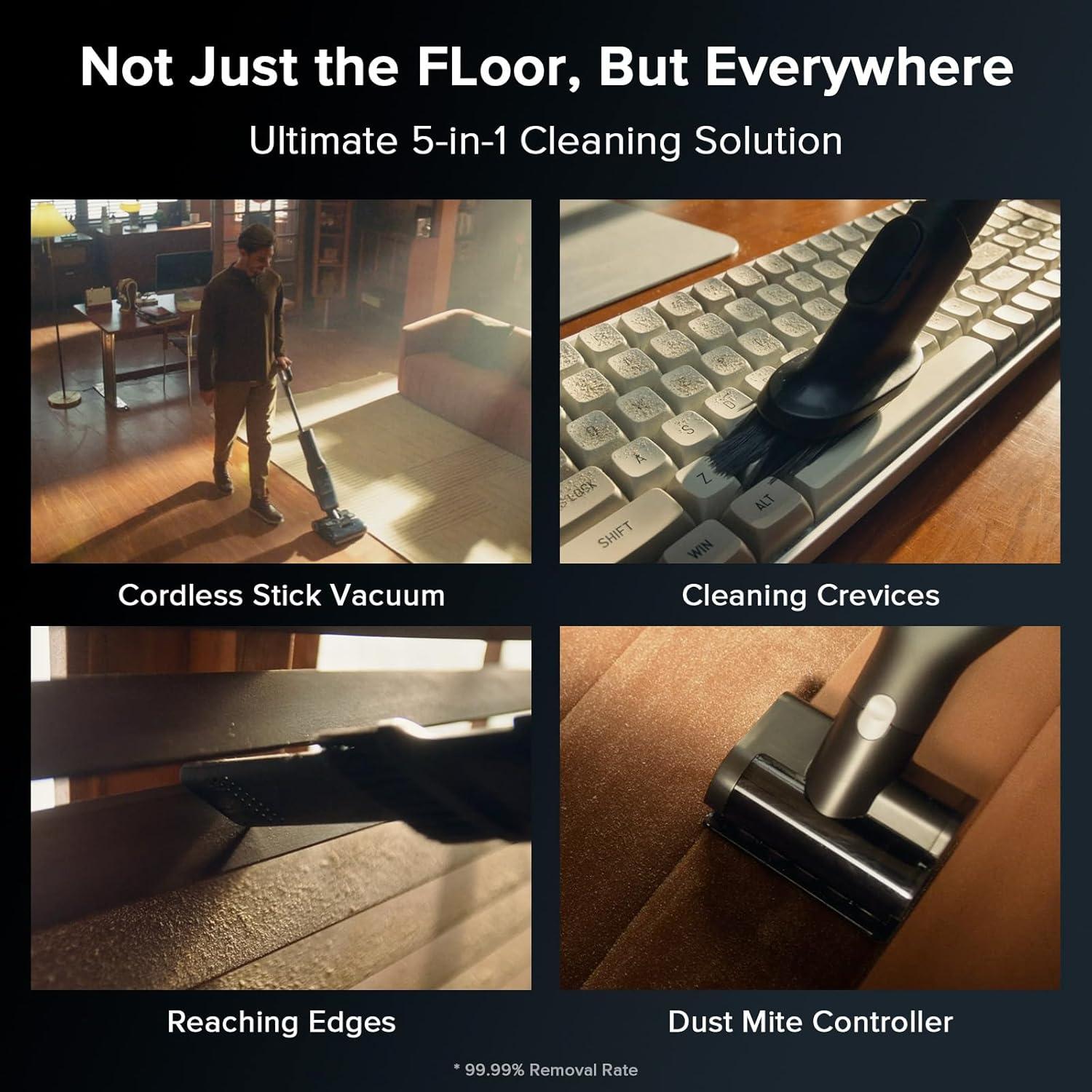 image:imageroborock F25 XT Wet Dry Vacuum Cleaner Cordless Vacuum Mop All in One for Hard Floor 20000Pa Hardwood Floor Cleaner with Zero Tangle 194F Hot Air Flash Drying Electric Mop 180 Lie Flat WiFiWet Dry Vacuum
