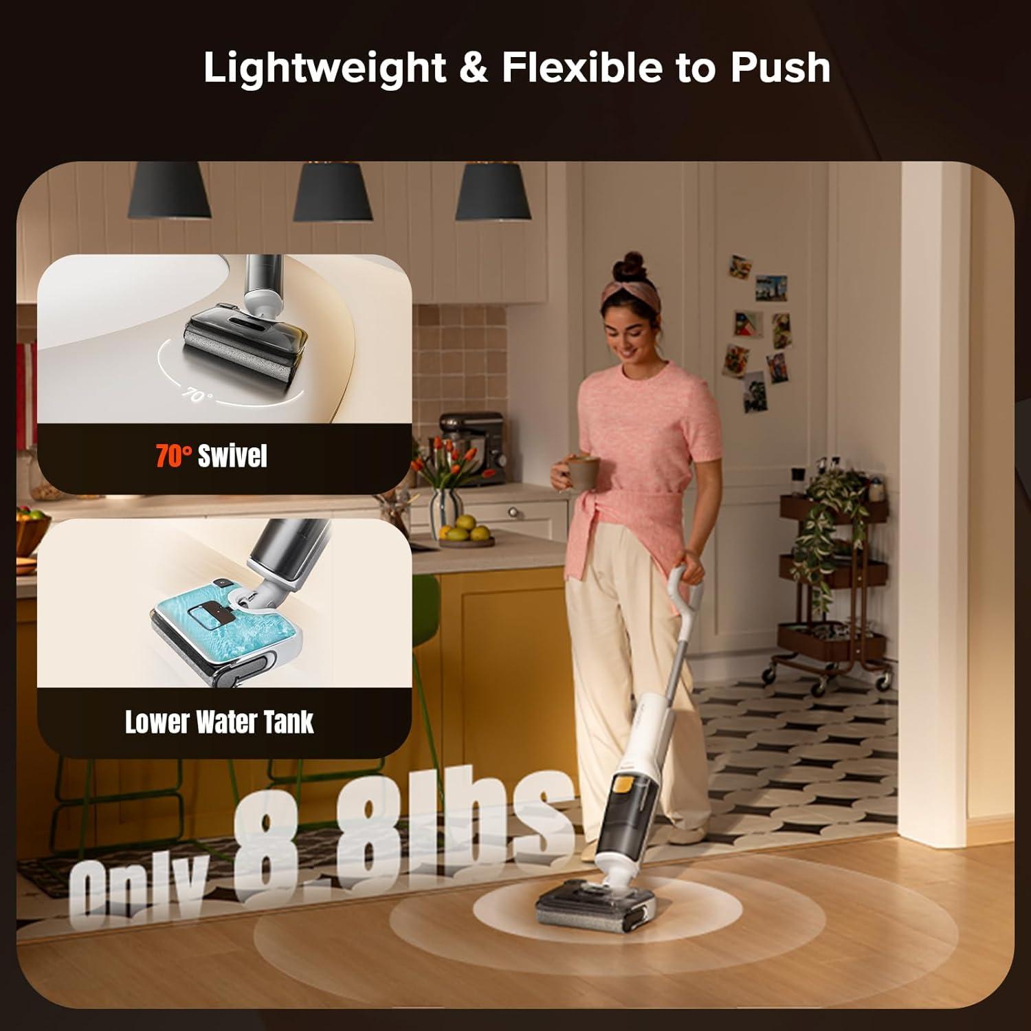 image:imageroborock F25 XT Wet Dry Vacuum Cleaner Cordless Vacuum Mop All in One for Hard Floor 20000Pa Hardwood Floor Cleaner with Zero Tangle 194F Hot Air Flash Drying Electric Mop 180 Lie Flat WiFiWet Dry Vacuum