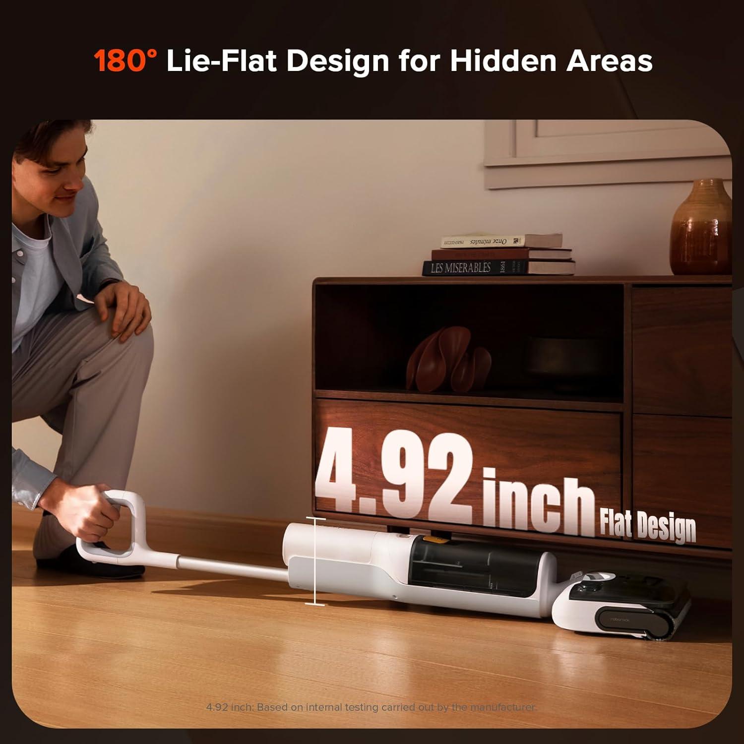 image:imageroborock F25 XT Wet Dry Vacuum Cleaner Cordless Vacuum Mop All in One for Hard Floor 20000Pa Hardwood Floor Cleaner with Zero Tangle 194F Hot Air Flash Drying Electric Mop 180 Lie Flat WiFiWet Dry Vacuum