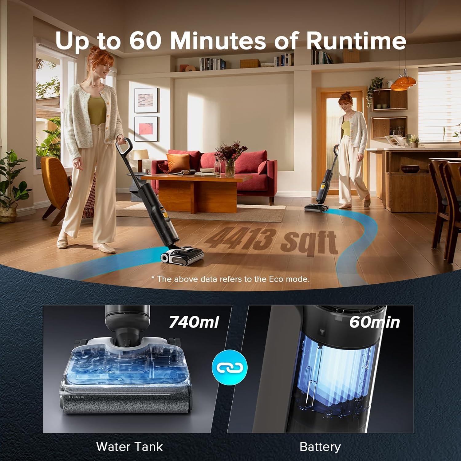 image:imageroborock F25 XT Wet Dry Vacuum Cleaner Cordless Vacuum Mop All in One for Hard Floor 20000Pa Hardwood Floor Cleaner with Zero Tangle 194F Hot Air Flash Drying Electric Mop 180 Lie Flat WiFiWet Dry Vacuum