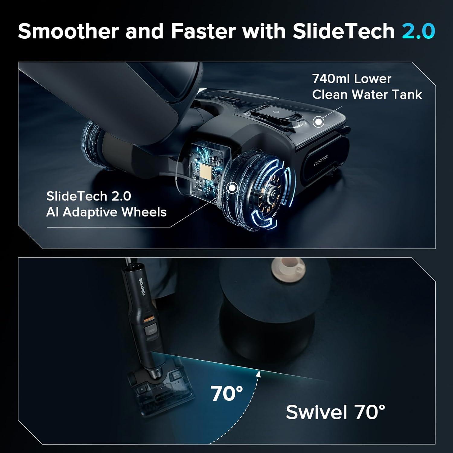 image:imageroborock F25 XT Wet Dry Vacuum Cleaner Cordless Vacuum Mop All in One for Hard Floor 20000Pa Hardwood Floor Cleaner with Zero Tangle 194F Hot Air Flash Drying Electric Mop 180 Lie Flat WiFiWet Dry Vacuum