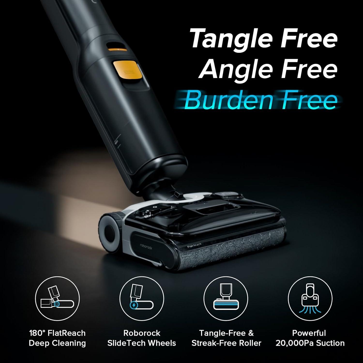 image:imageroborock F25 XT Wet Dry Vacuum Cleaner Cordless Vacuum Mop All in One for Hard Floor 20000Pa Hardwood Floor Cleaner with Zero Tangle 194F Hot Air Flash Drying Electric Mop 180 Lie Flat WiFiWet Dry Vacuum