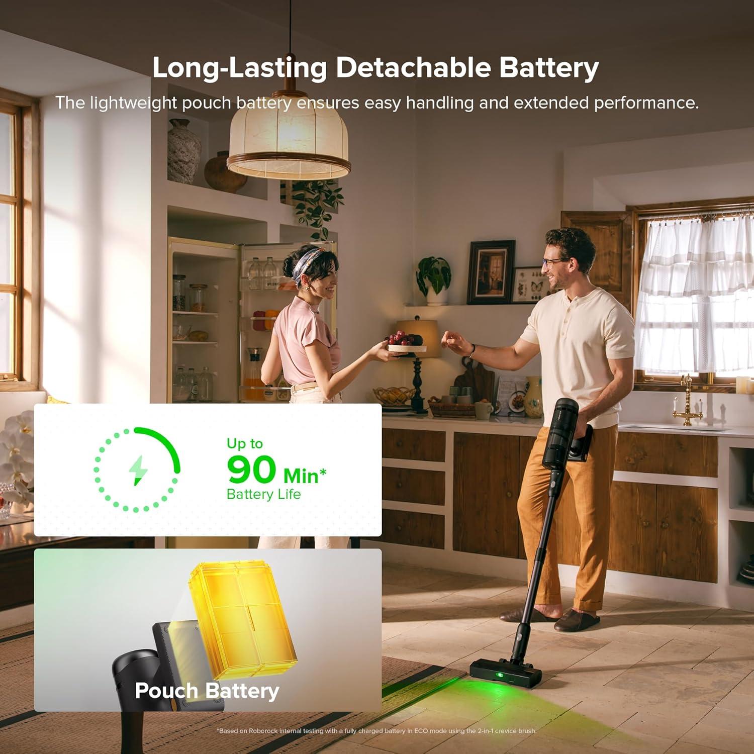 image:imageroborock H60 Hub Ultra Cordless Vacuum Cleaner with AutoEmpty Dock 210AW Suction Stick Vacuum Cleaners for Home and Pet Hair Rechargeable 90Min Runtime AntiTangle Brush 140 LED Dust DetectionH60 Hub Ultra Upgraded