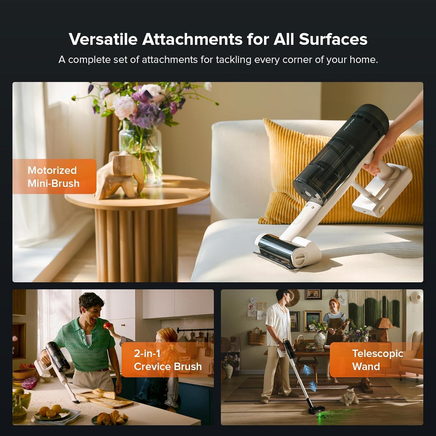 image:imageroborock H60 Hub Ultra Cordless Vacuum Cleaner with AutoEmpty Dock 210AW Suction Stick Vacuum Cleaners for Home and Pet Hair Rechargeable 90Min Runtime AntiTangle Brush 140 LED Dust DetectionH60 Hub Pro