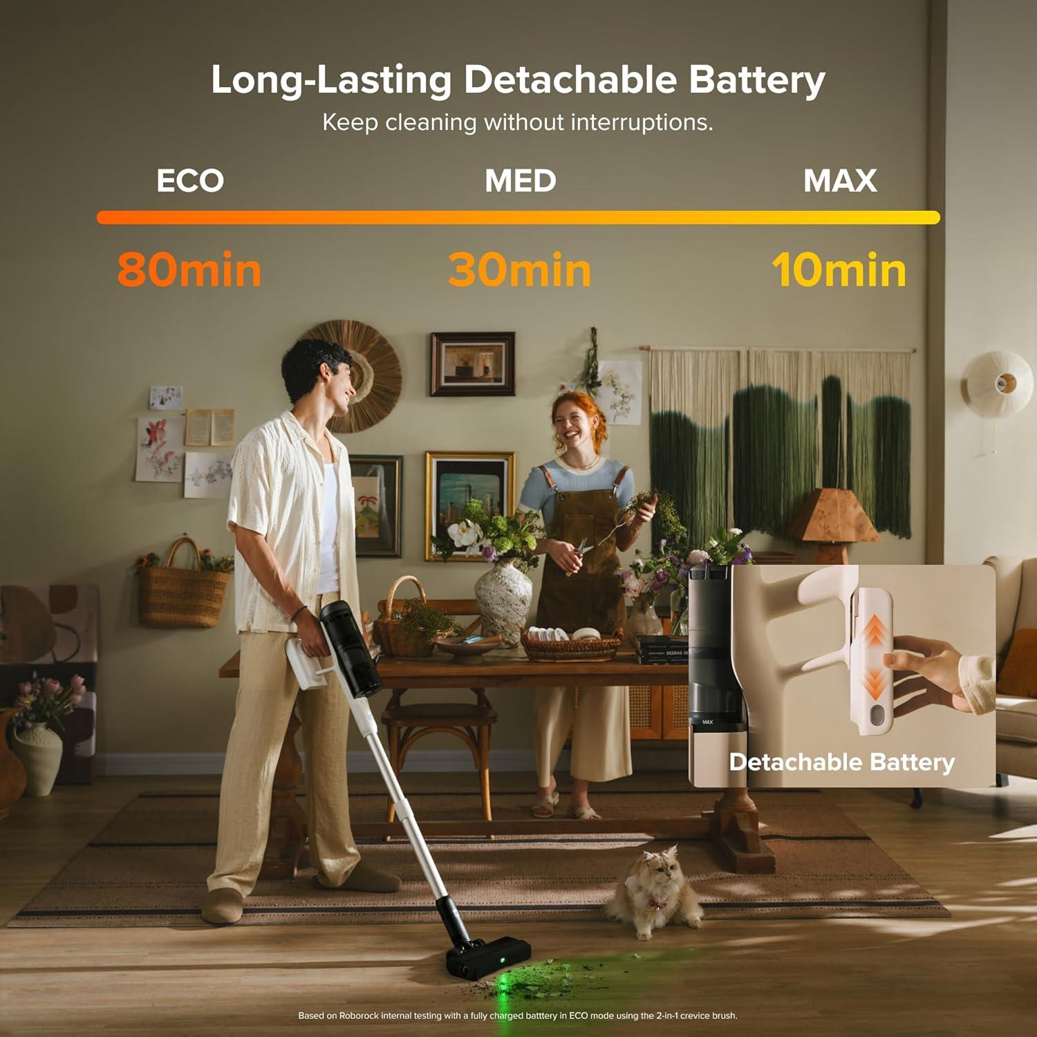 image:imageroborock H60 Hub Ultra Cordless Vacuum Cleaner with AutoEmpty Dock 210AW Suction Stick Vacuum Cleaners for Home and Pet Hair Rechargeable 90Min Runtime AntiTangle Brush 140 LED Dust DetectionH60 Hub Pro