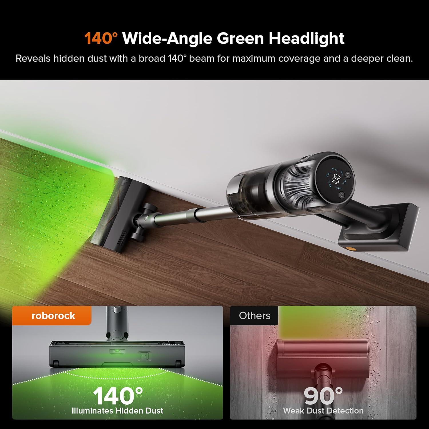 image:imageroborock H60 Hub Ultra Cordless Vacuum Cleaner with AutoEmpty Dock 210AW Suction Stick Vacuum Cleaners for Home and Pet Hair Rechargeable 90Min Runtime AntiTangle Brush 140 LED Dust DetectionH60 Hub Ultra Upgraded
