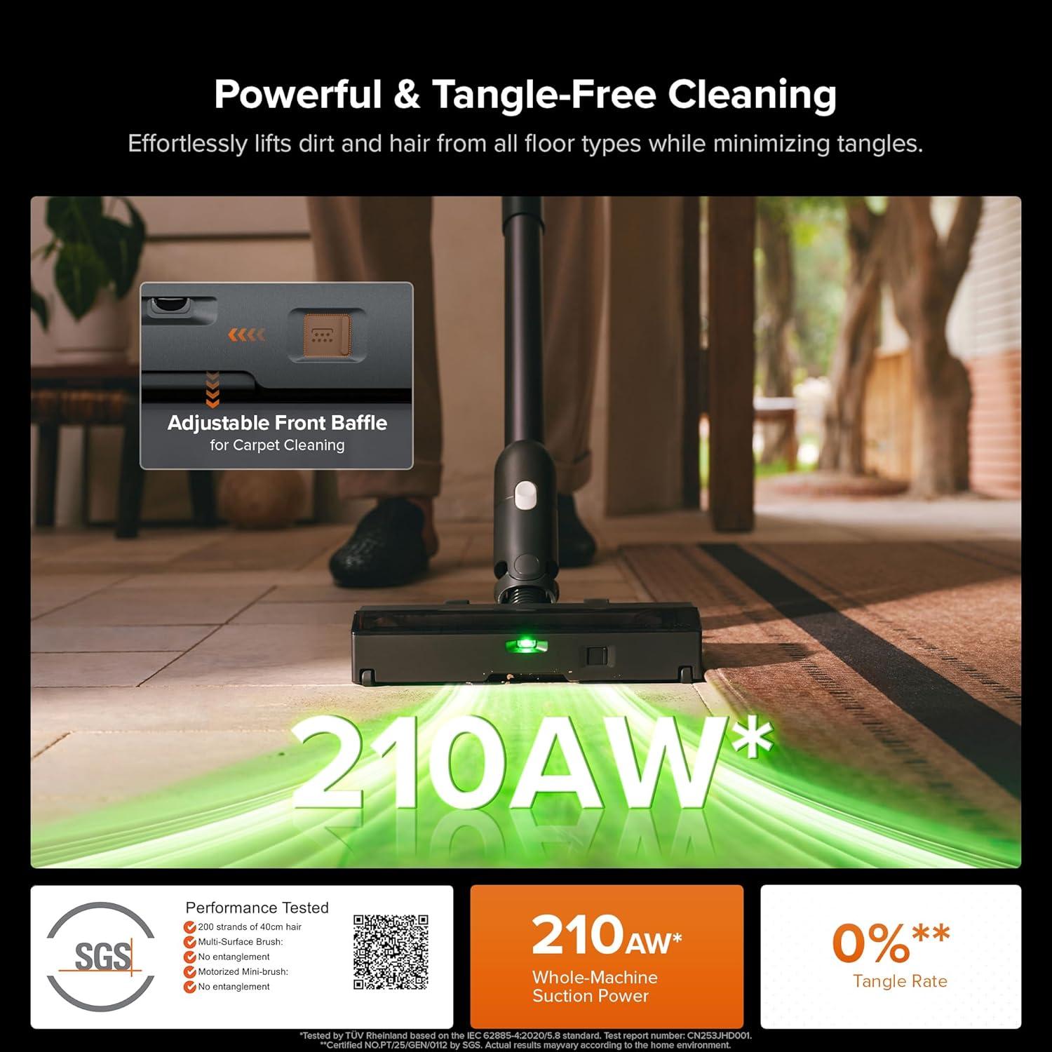 image:imageroborock H60 Hub Ultra Cordless Vacuum Cleaner with AutoEmpty Dock 210AW Suction Stick Vacuum Cleaners for Home and Pet Hair Rechargeable 90Min Runtime AntiTangle Brush 140 LED Dust DetectionH60 Hub Ultra Upgraded