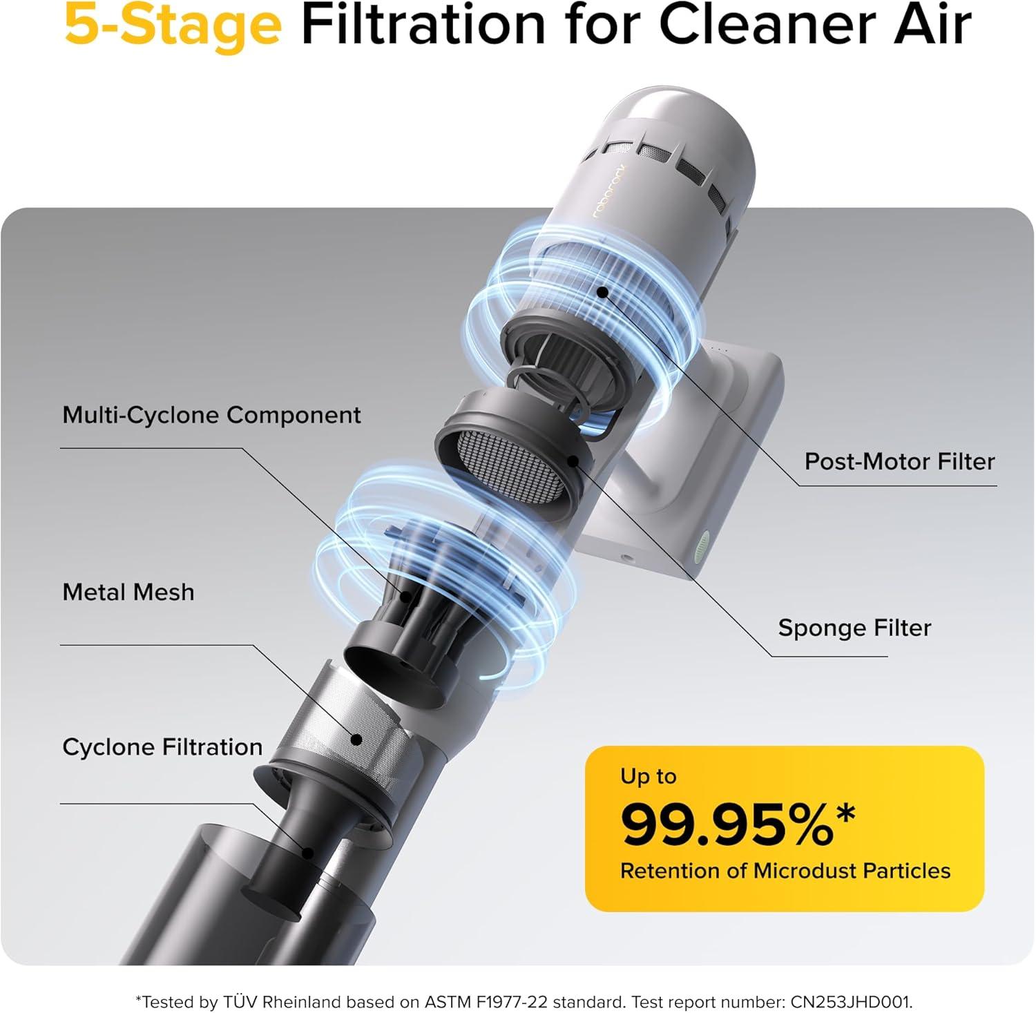 image:imageroborock H60 Ultra Cordless Stick Vacuum Cleaners Upgraded 210AW Suction Stick Vacuum with 90Min Runtime 90 Bendable Tube LED Dust Detection Vacuum Cleaner for Carpets Hard Floors amp Pet HairH60
