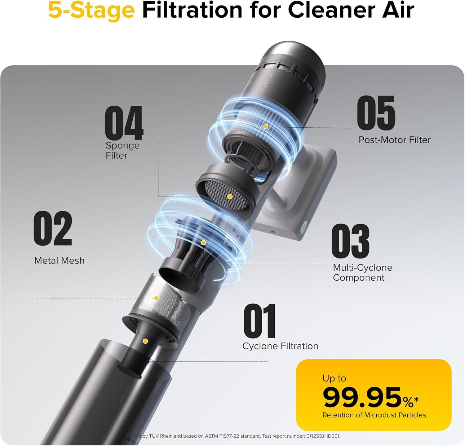image:imageroborock H60 Ultra Cordless Stick Vacuum Cleaners Upgraded 210AW Suction Stick Vacuum with 90Min Runtime 90 Bendable Tube LED Dust Detection Vacuum Cleaner for Carpets Hard Floors amp Pet HairH60 Pro