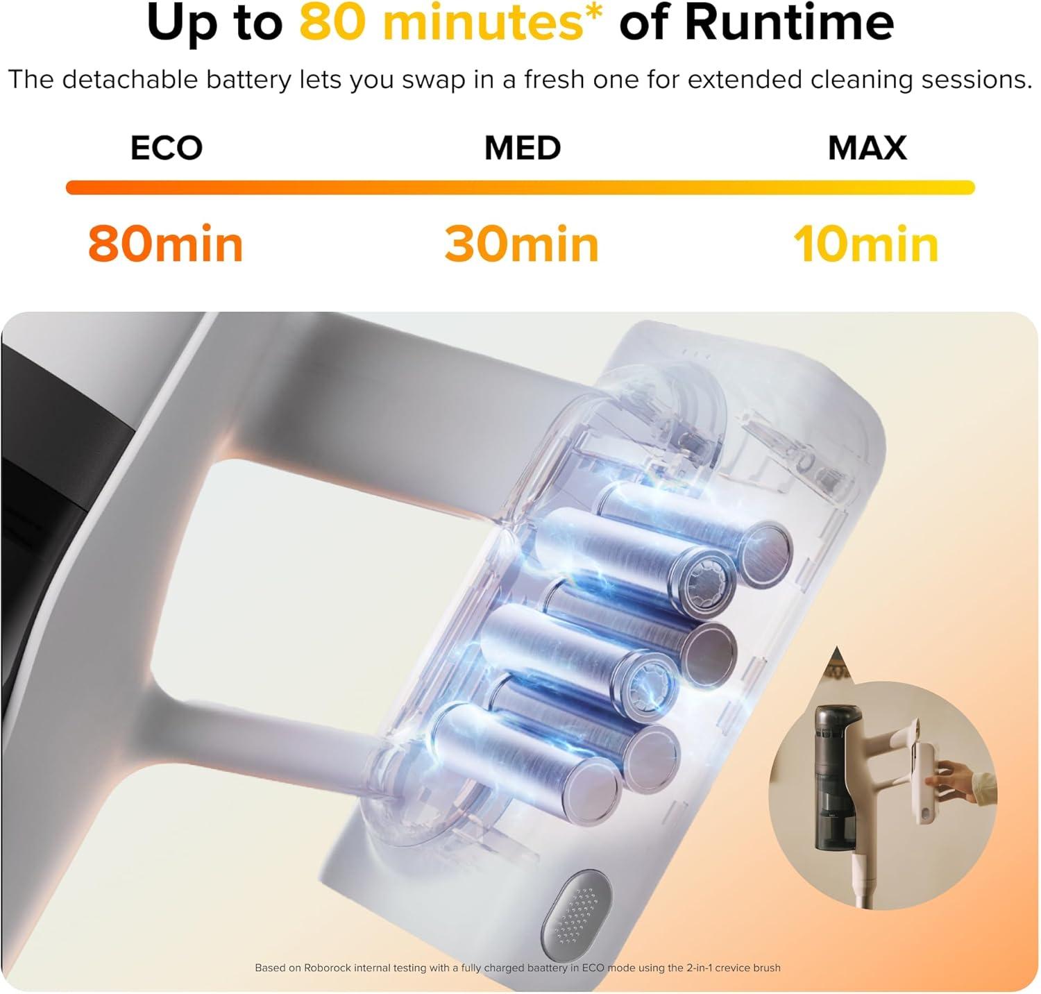 image:imageroborock H60 Ultra Cordless Stick Vacuum Cleaners Upgraded 210AW Suction Stick Vacuum with 90Min Runtime 90 Bendable Tube LED Dust Detection Vacuum Cleaner for Carpets Hard Floors amp Pet HairH60 Pro