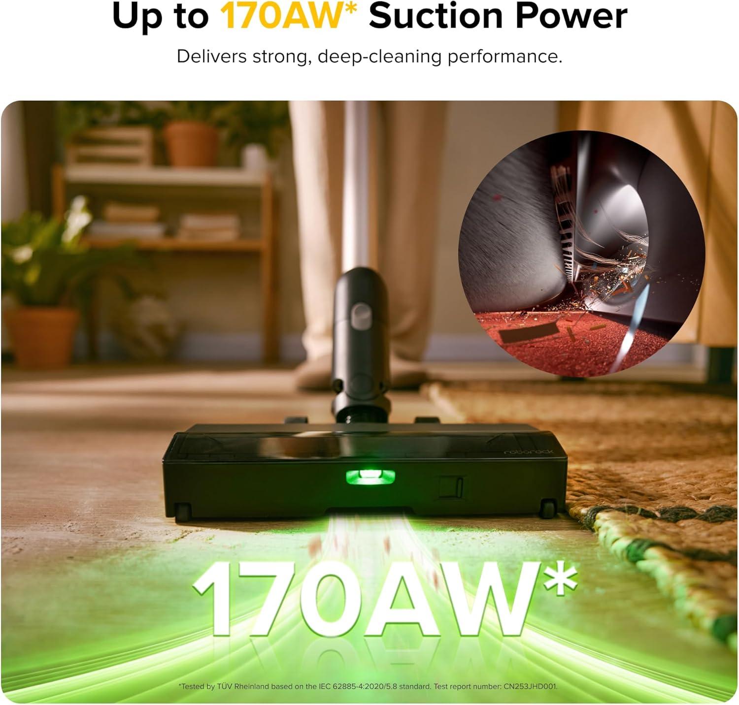 image:imageroborock H60 Ultra Cordless Stick Vacuum Cleaners Upgraded 210AW Suction Stick Vacuum with 90Min Runtime 90 Bendable Tube LED Dust Detection Vacuum Cleaner for Carpets Hard Floors amp Pet HairH60 Pro