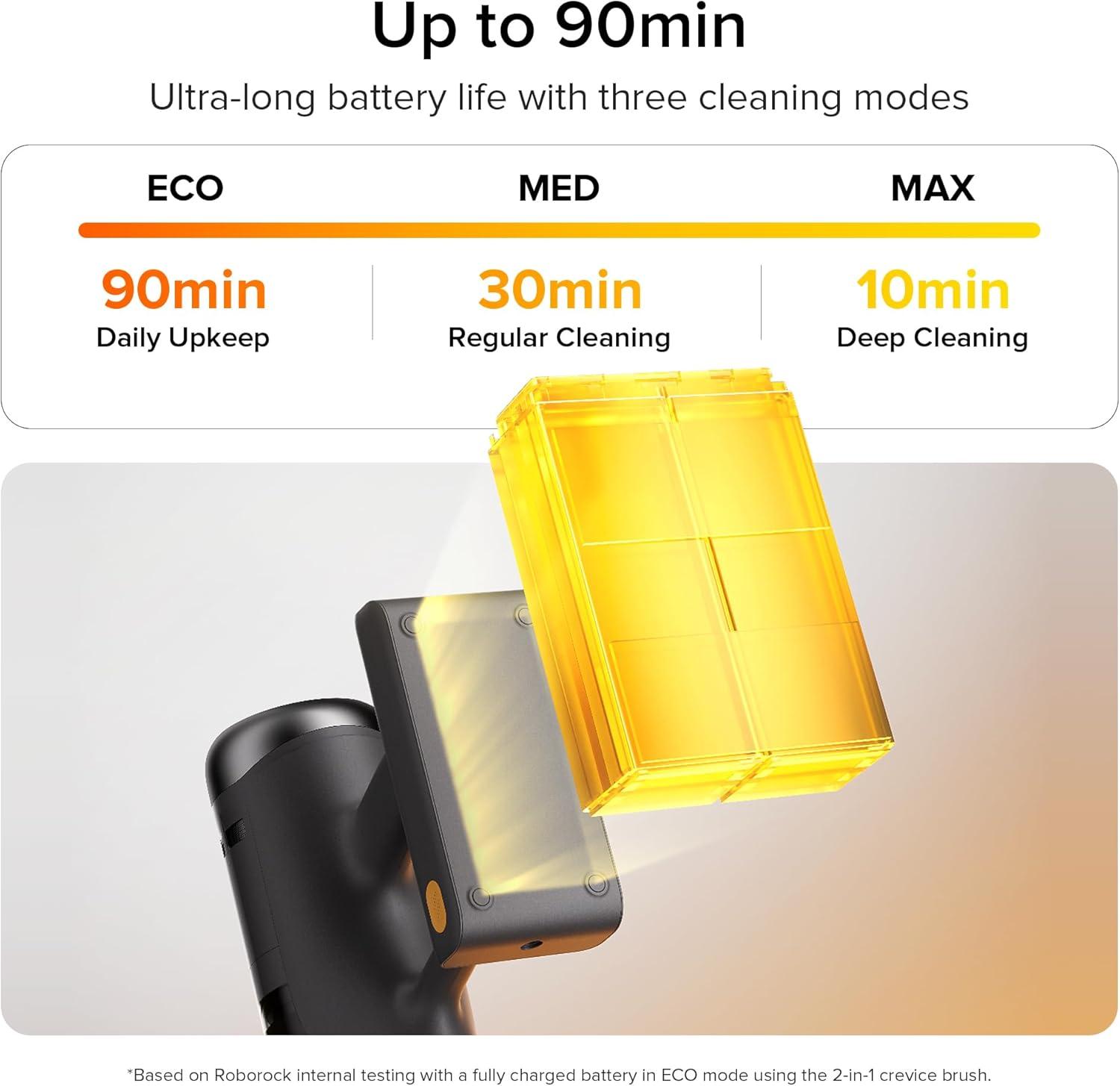 image:imageroborock H60 Ultra Cordless Stick Vacuum Cleaners Upgraded 210AW Suction Stick Vacuum with 90Min Runtime 90 Bendable Tube LED Dust Detection Vacuum Cleaner for Carpets Hard Floors amp Pet HairH60 Ultra
