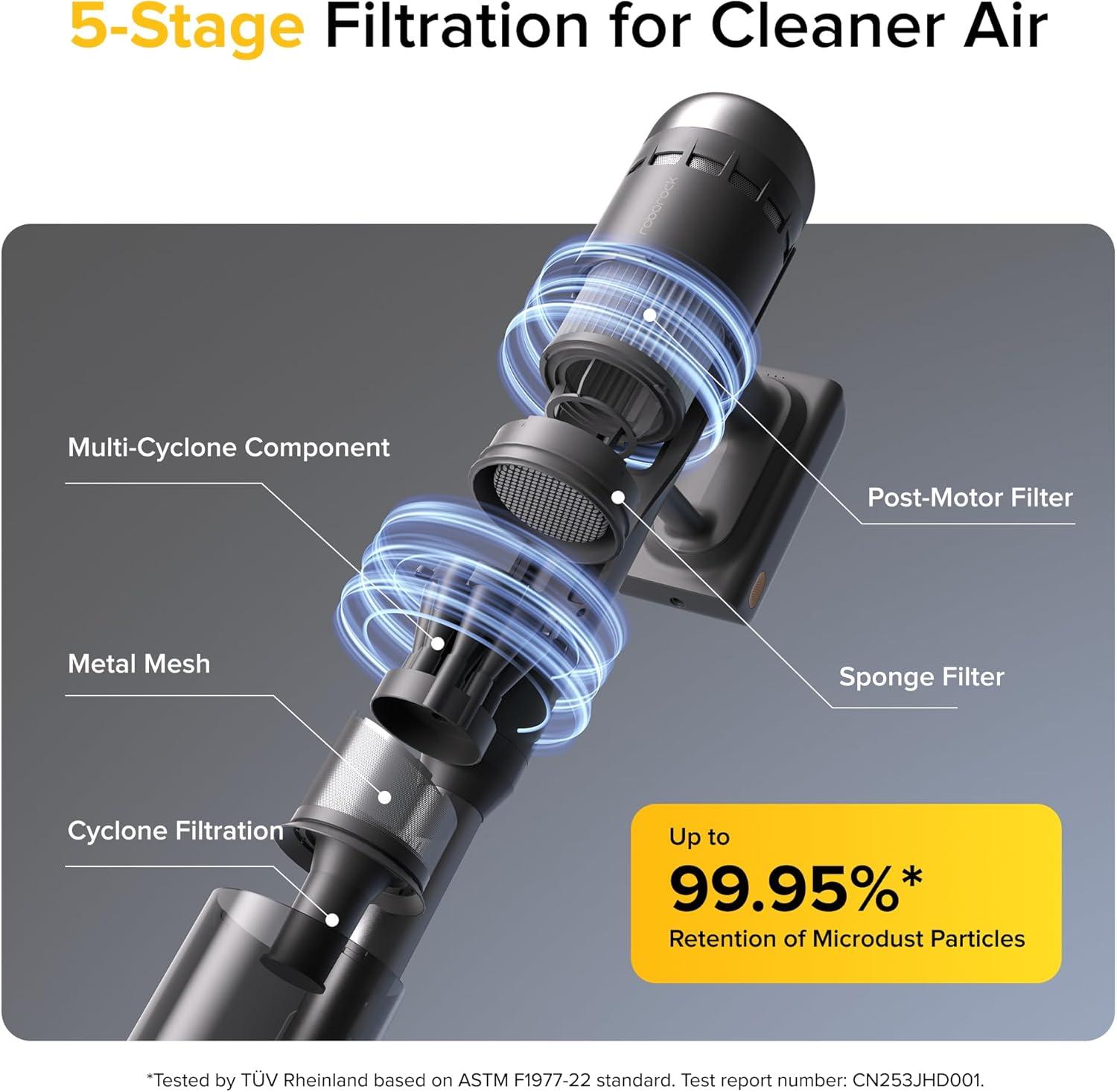 image:imageroborock H60 Ultra Cordless Stick Vacuum Cleaners Upgraded 210AW Suction Stick Vacuum with 90Min Runtime 90 Bendable Tube LED Dust Detection Vacuum Cleaner for Carpets Hard Floors amp Pet HairH60 Ultra