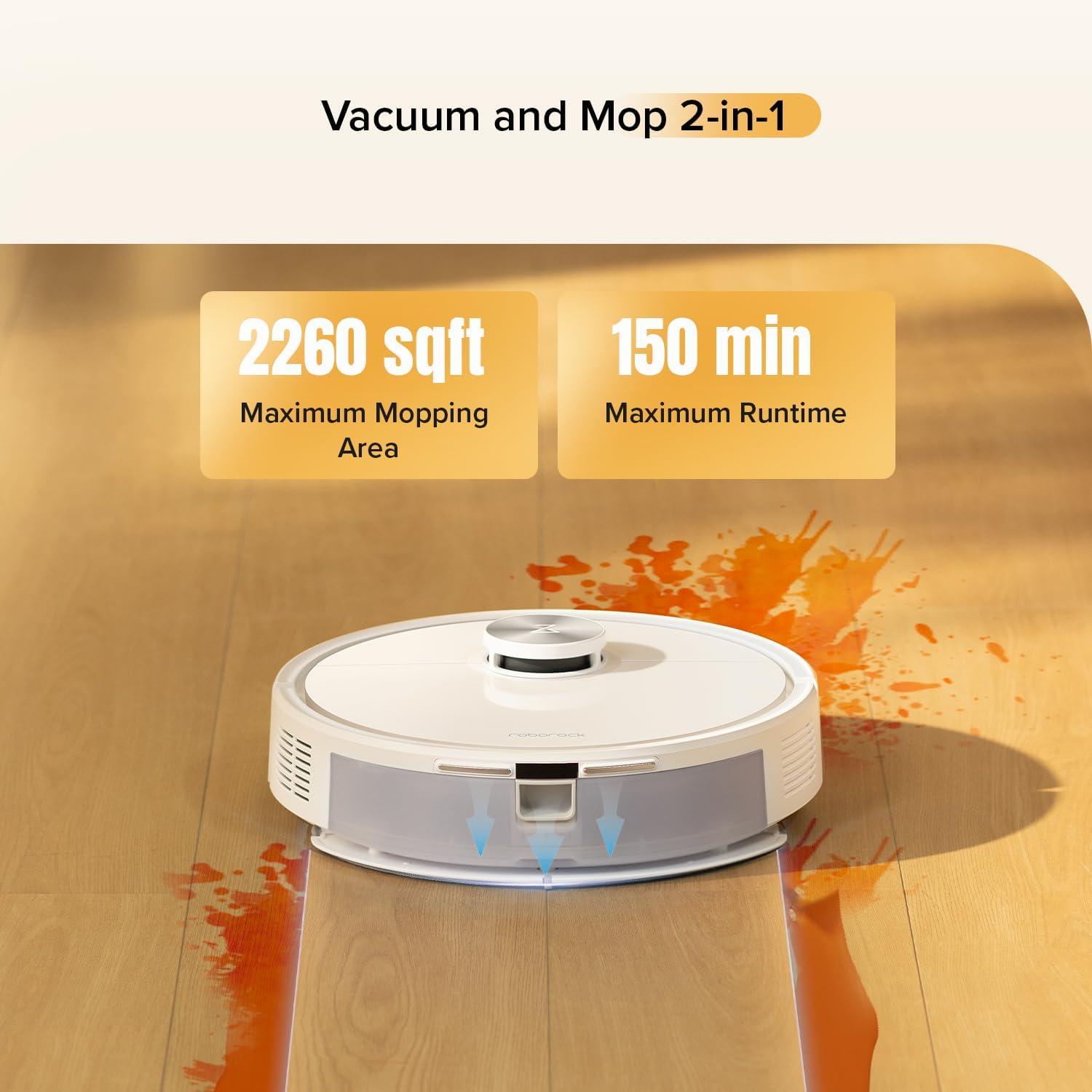 image:imageroborock Q10 S5 Robot Vacuum and Mop 10000Pa Suction Upgraded from Q8 max 70 Days SelfEmptying Obstacle Avoidance Sonic Mopping Dual AntiTangle Design Auto Mop Lifting Ideal for Pet HairQ7 M5 White