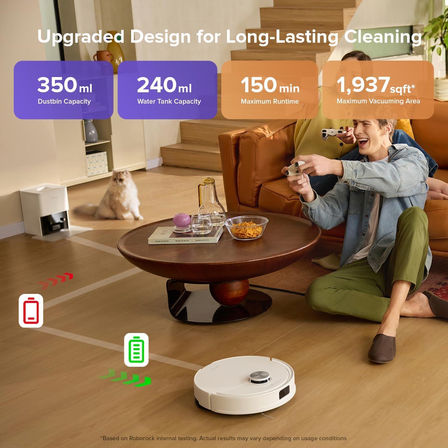 image:imageroborock Q10 S5 Robot Vacuum and Mop 10000Pa Suction Upgraded from Q8 max 70 Days SelfEmptying Obstacle Avoidance Sonic Mopping Dual AntiTangle Design Auto Mop Lifting Ideal for Pet Hair
