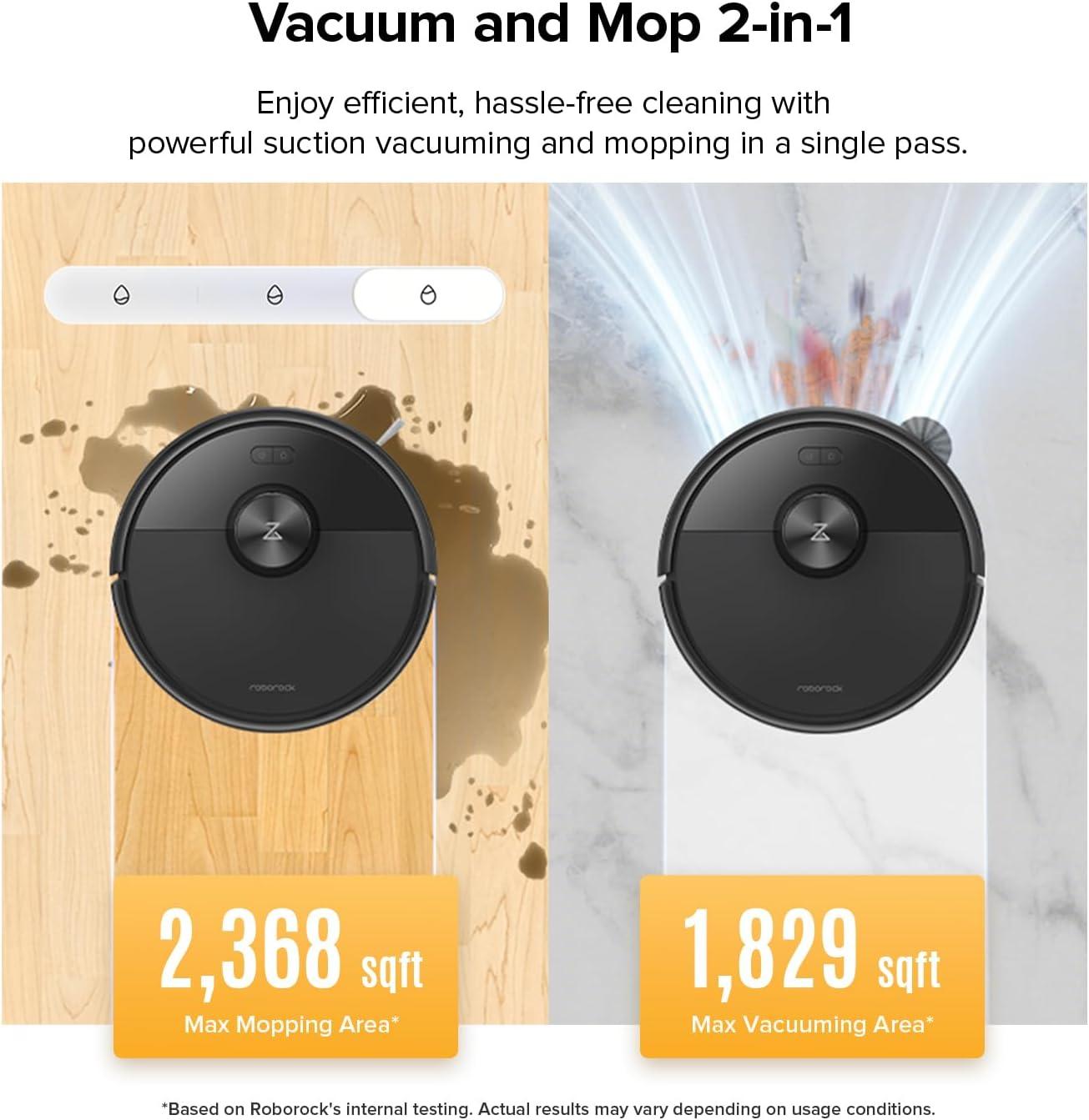 image:imageroborock Q10 S5 Robot Vacuum and Mop 10000Pa Suction Upgraded from Q8 max 70 Days SelfEmptying Obstacle Avoidance Sonic Mopping Dual AntiTangle Design Auto Mop Lifting Ideal for Pet HairQ7 M5 Black