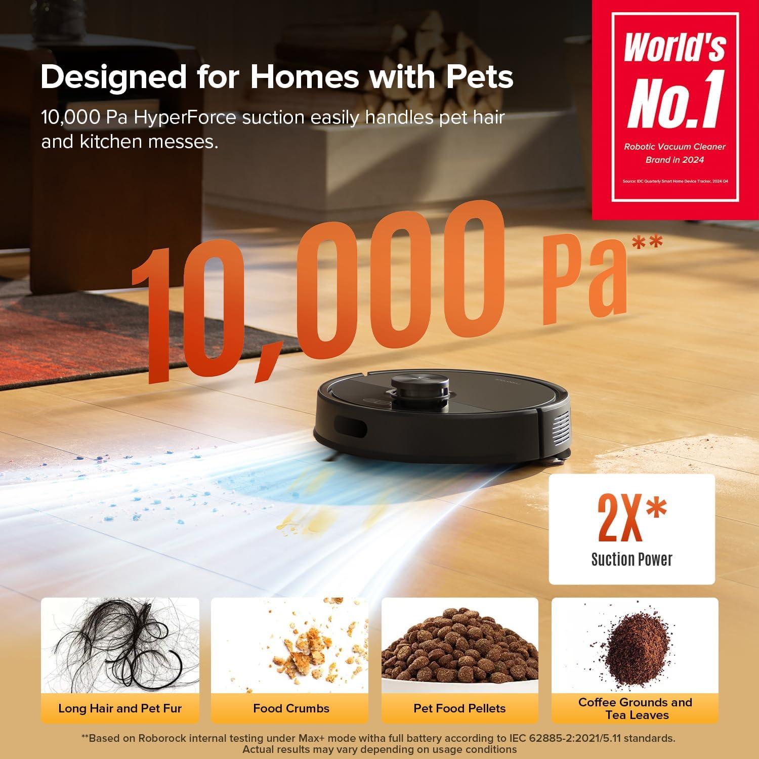 image:imageroborock Q10 S5 Robot Vacuum and Mop 10000Pa Suction Upgraded from Q8 max 70 Days SelfEmptying Obstacle Avoidance Sonic Mopping Dual AntiTangle Design Auto Mop Lifting Ideal for Pet HairQ7 M5 Black