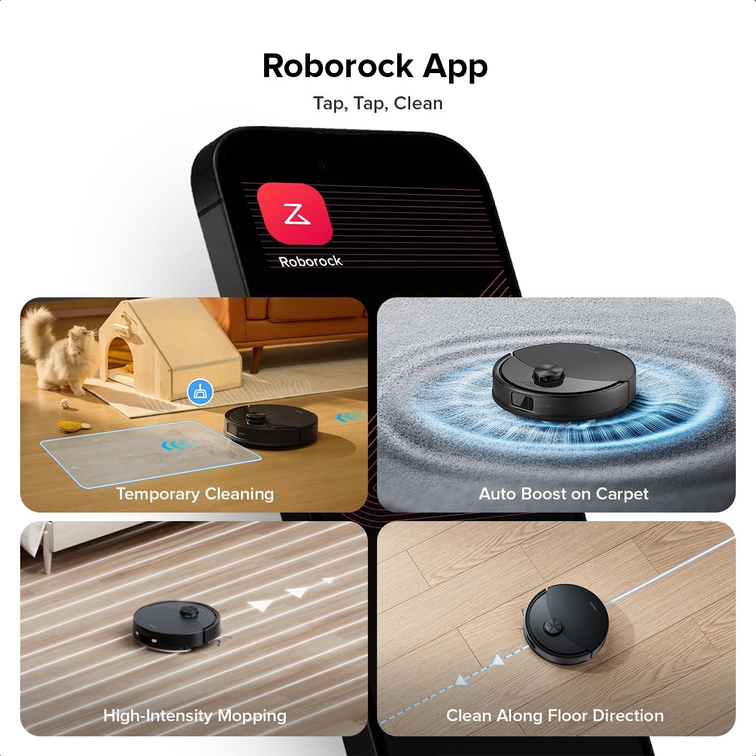 image:imageroborock Q10 S5 Robot Vacuum and Mop Cleaner 10000Pa HyperForce Suction Dual AntiTangle System AutoLifting Mop ReactiveTech Obstacle Avoidance App Control for Pet Hair and Carpet BlackBlack